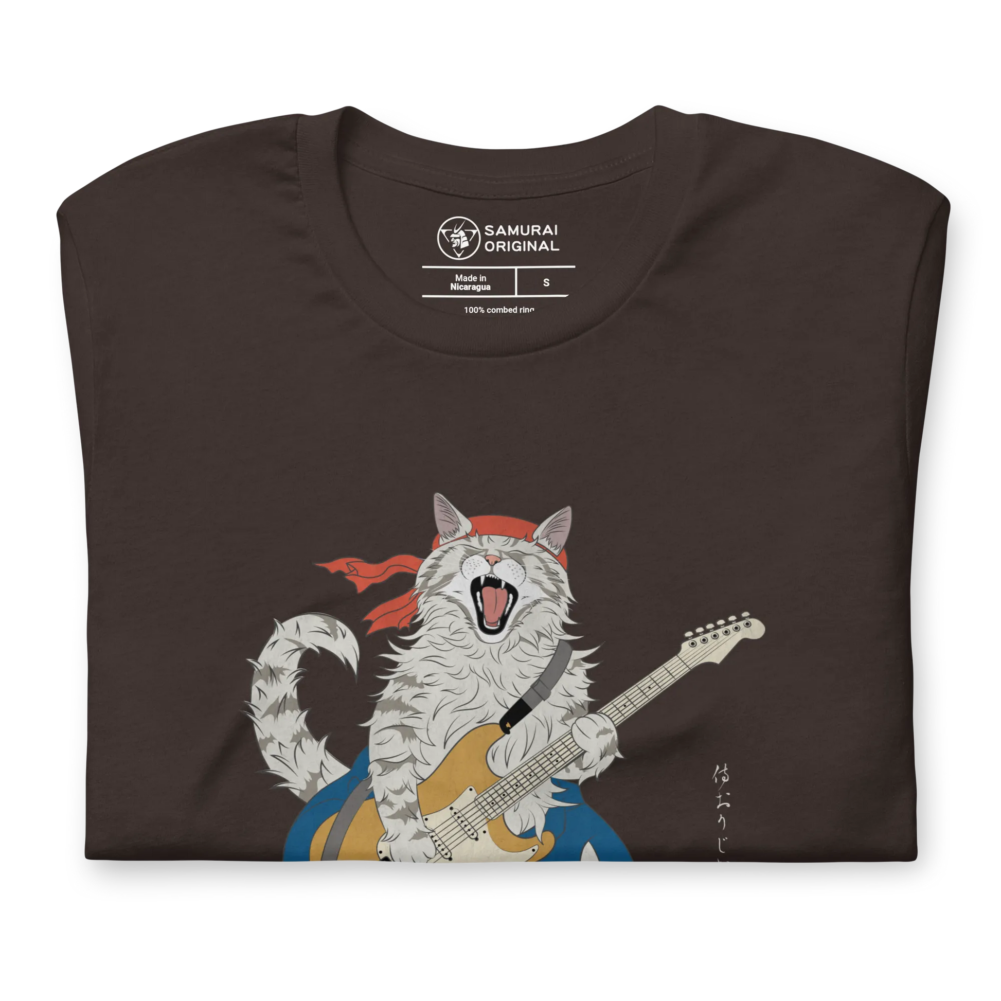 Cat Playing Guitar Japanese Ukiyo-e Unisex t-shirt -