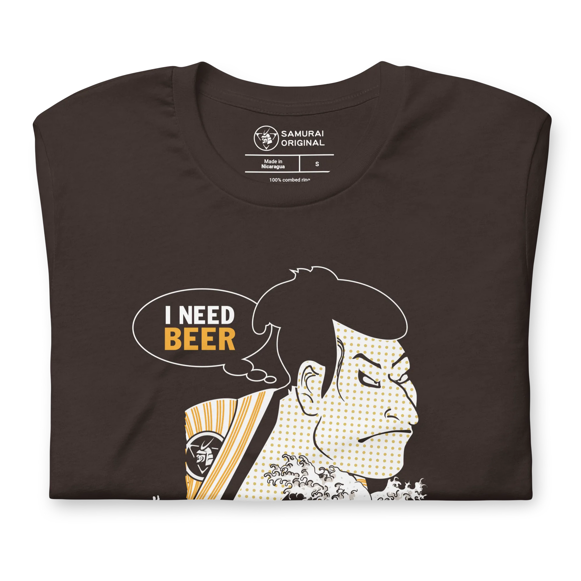 Samurai and Beer I Need Beer Japanese Ukiyo-e Unisex T-shirt - Samurai Original