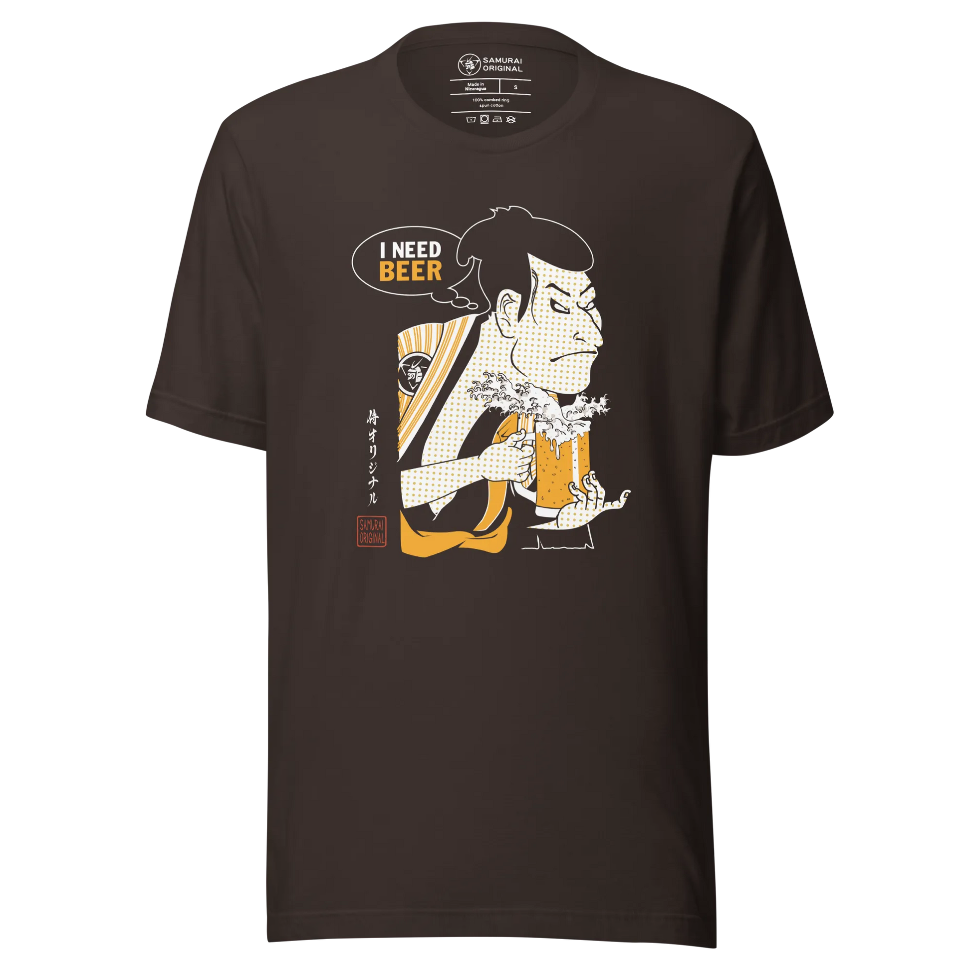 Samurai and Beer I Need Beer Japanese Ukiyo-e Unisex T-shirt - Samurai Original