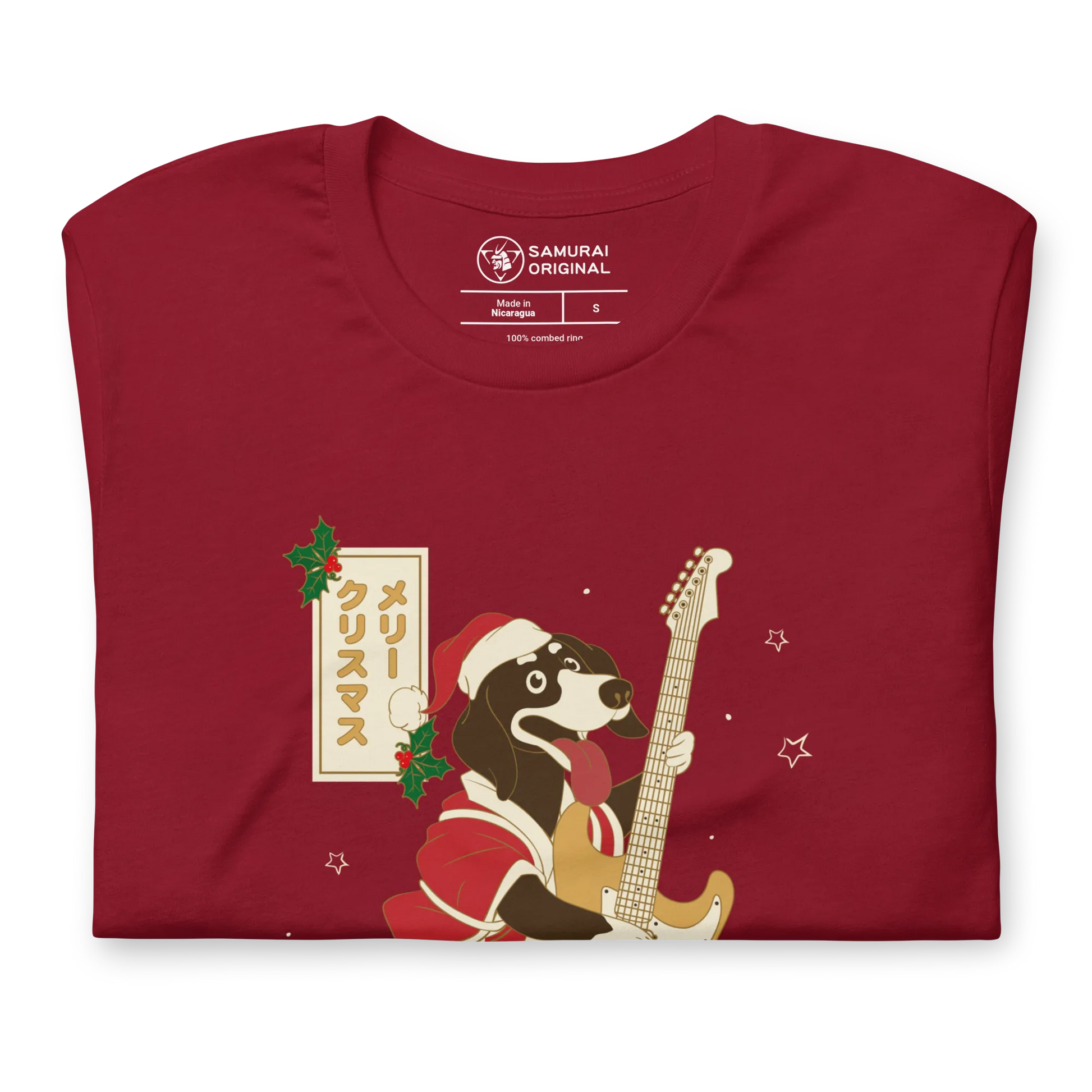 Dachshund Play Guitar Christmas Japanese Ukiyo-e Unisex T-shirt -