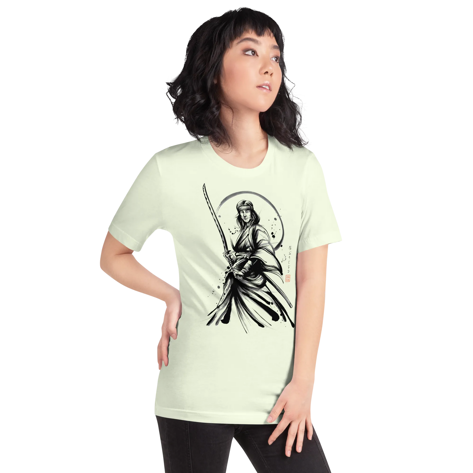 Female Samurai Sumi-e Japanese Ink Unisex T-shirt -