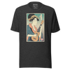 Geisha Ukulele Player String Instrument Japanese Ukiyo-e Unisex T-Shirt - Dark Grey Heather / S