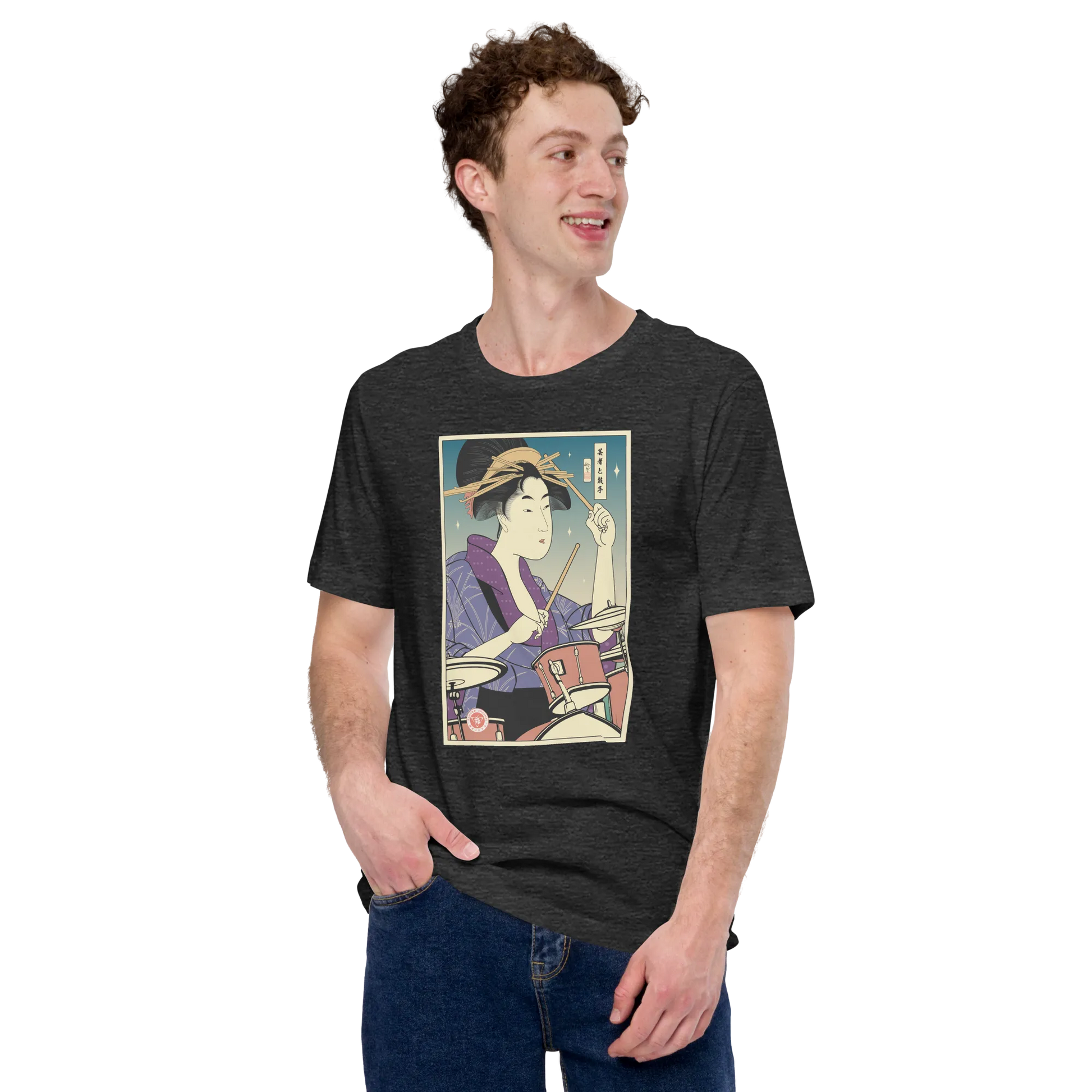 Geisha Drummer Percussion Music Japanese Ukiyo-e Unisex T-Shirt -