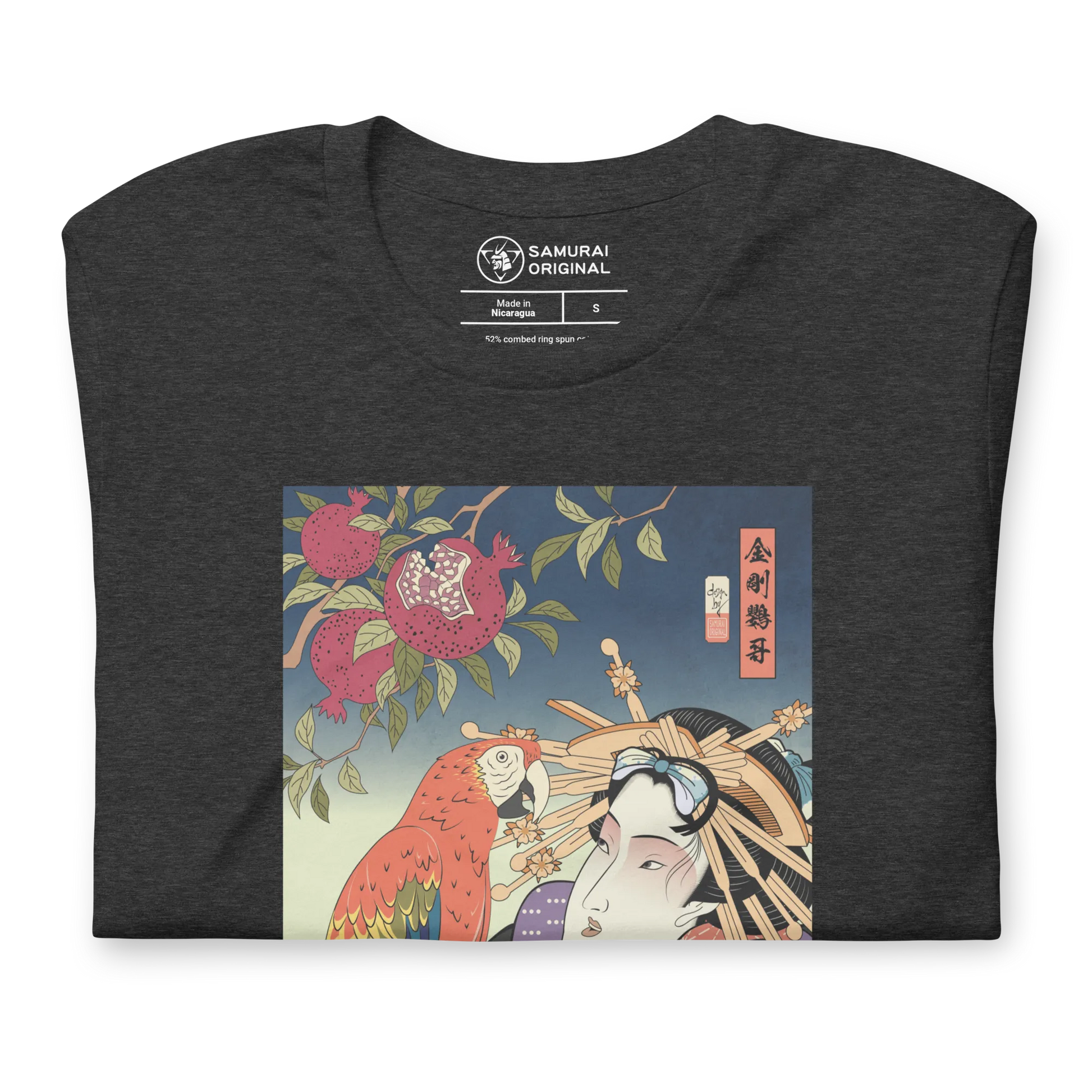 Geisha & Macaw Parrot Bird Japanese Ukiyo-e Unisex T-Shirt -