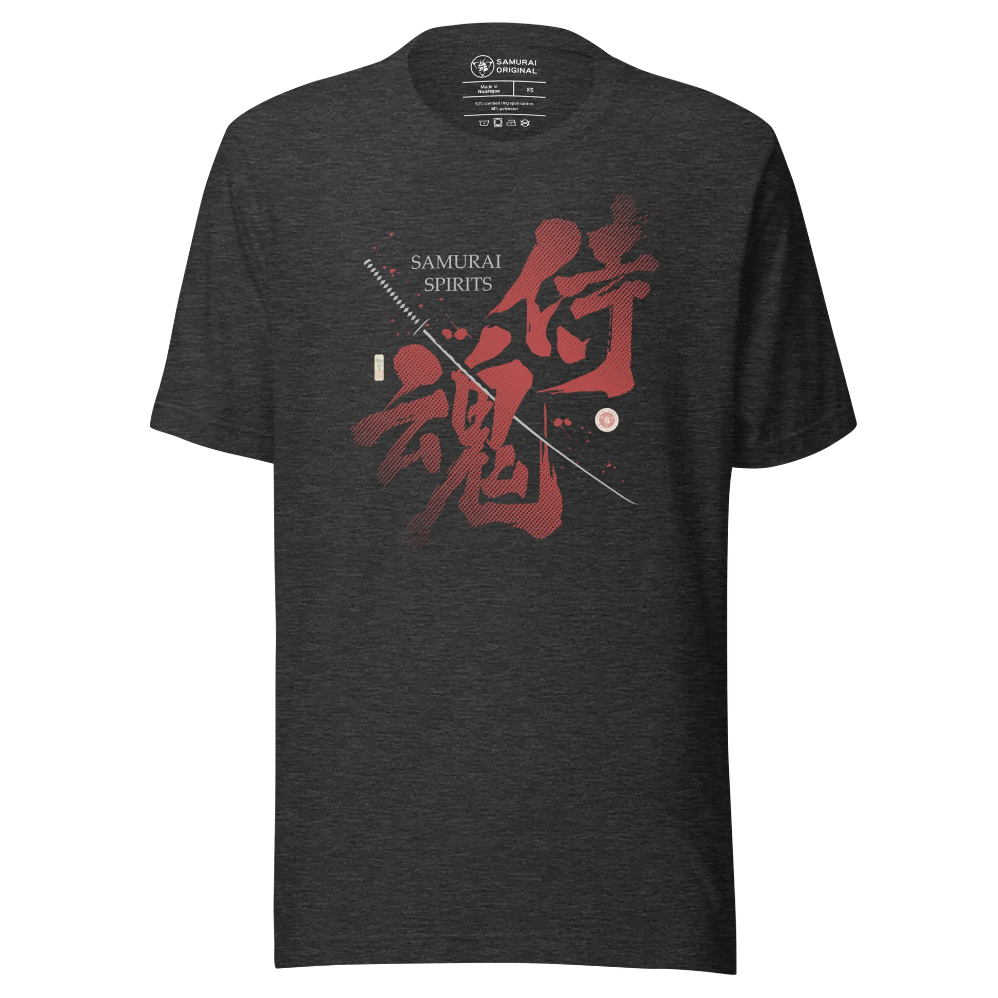 Samurai Spirits Kanji Calligraphy Unisex T-Shirt - Dark Grey Heather / S