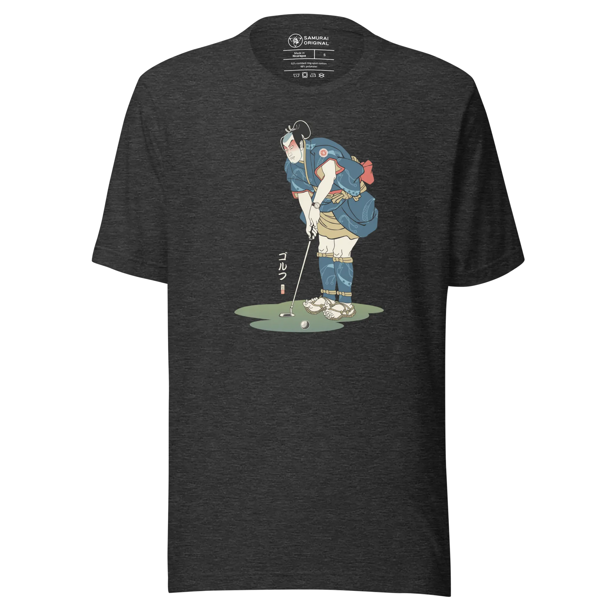 Samurai Golf Player Ukiyo-e 2 Unisex t-shirt - Dark Grey Heather / S