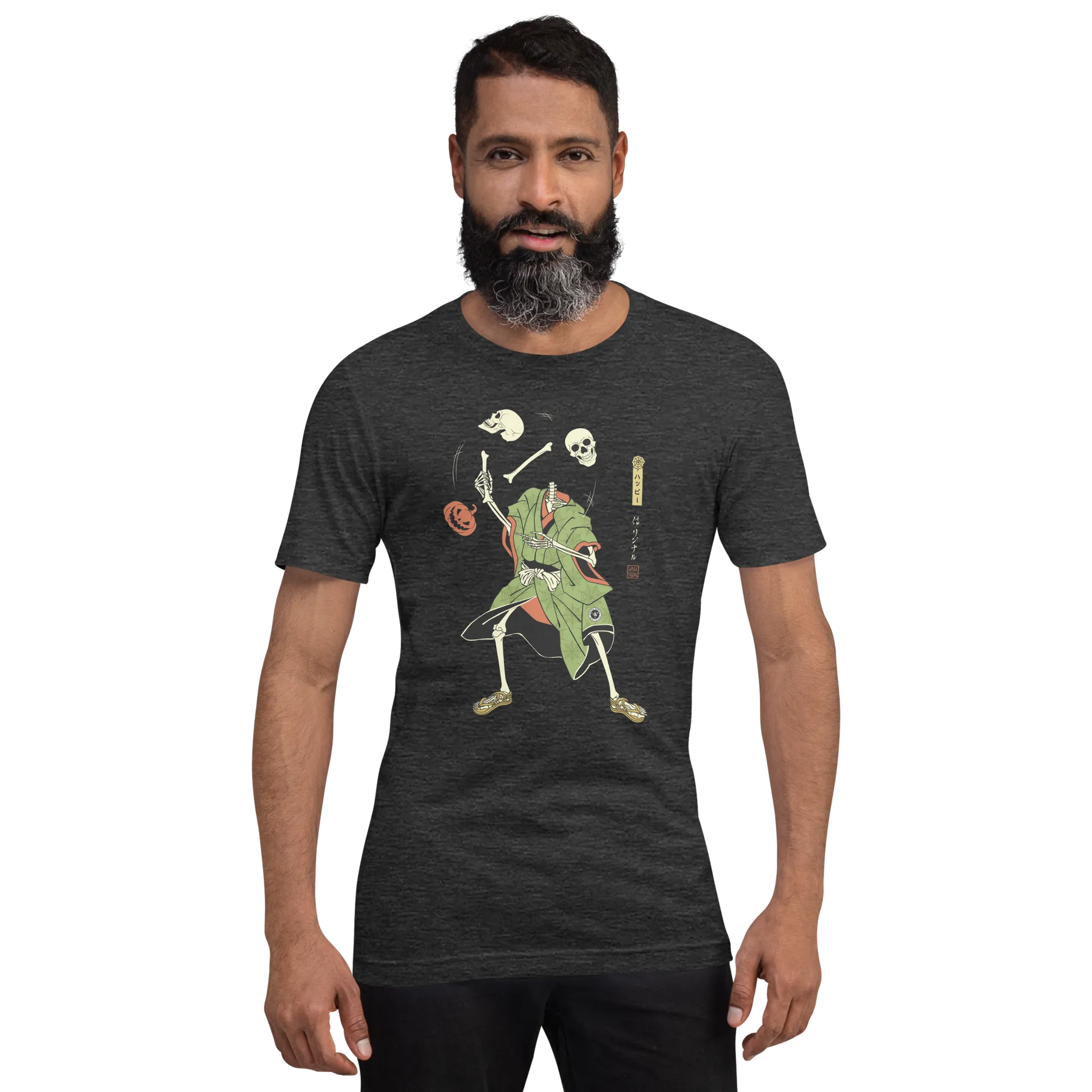 Halloween Samurai Skeleton Juggling Japanese Ukiyo-e Unisex T-shirt -