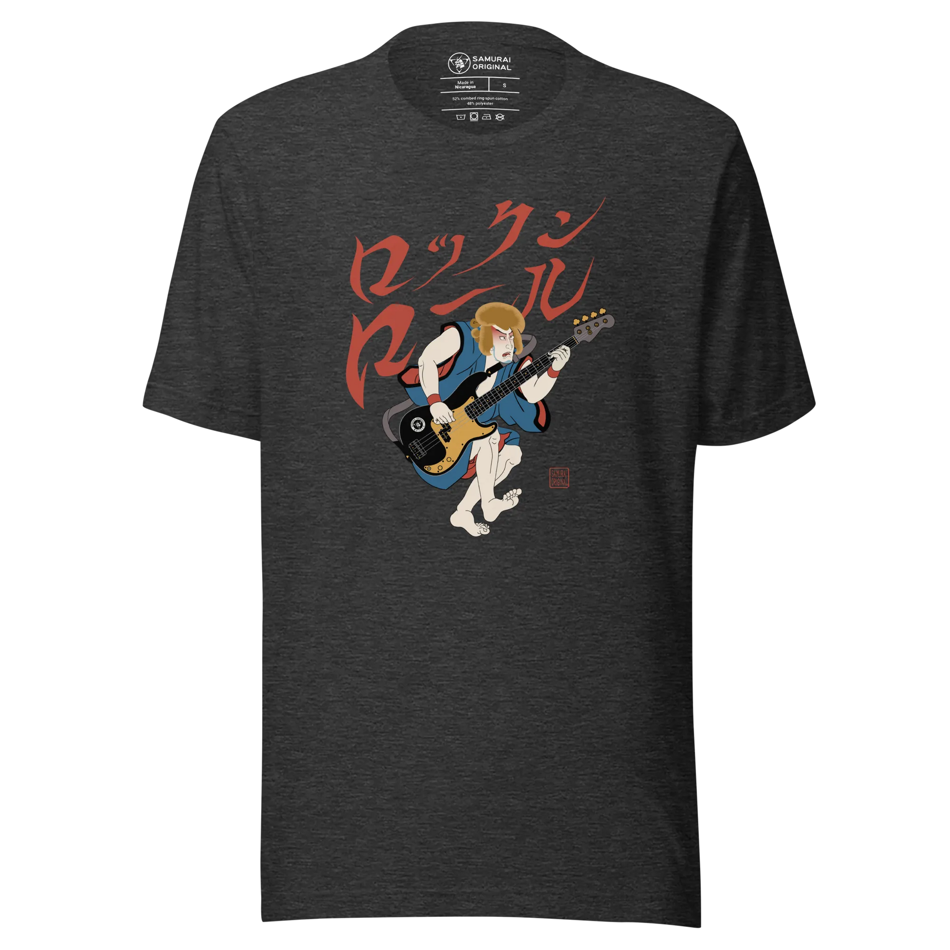 Bassist Samurai Japanese Ukiyo-e Unisex T-shirt 11 - Dark Grey Heather / S