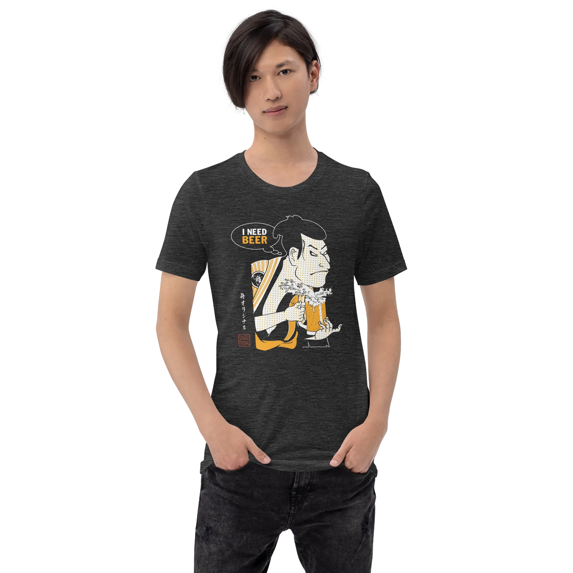 Samurai and Beer I Need Beer Japanese Ukiyo-e Unisex T-shirt - Samurai Original