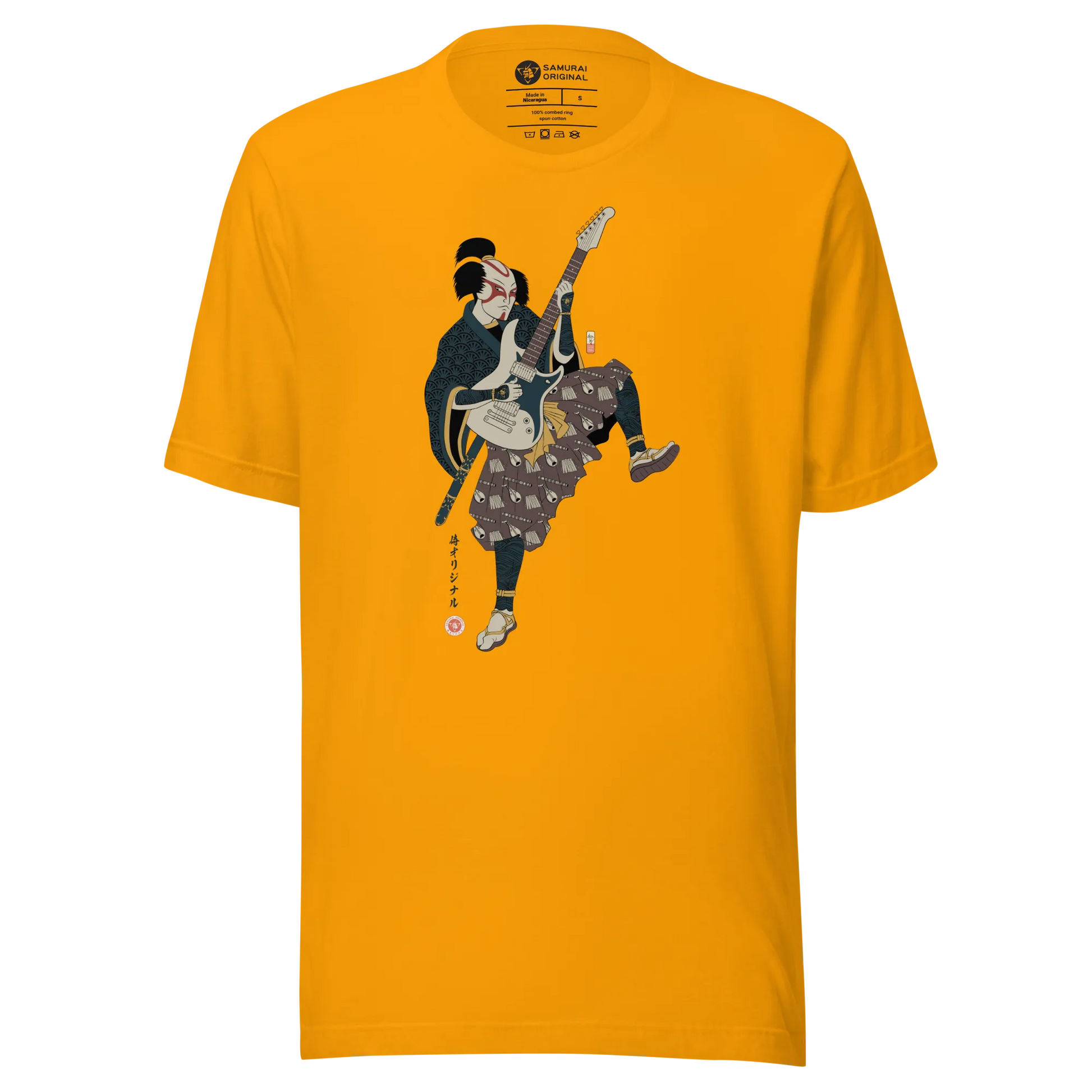 Samurai Guitar Player Music Ukiyo-e Unisex T-Shirt - Gold / S