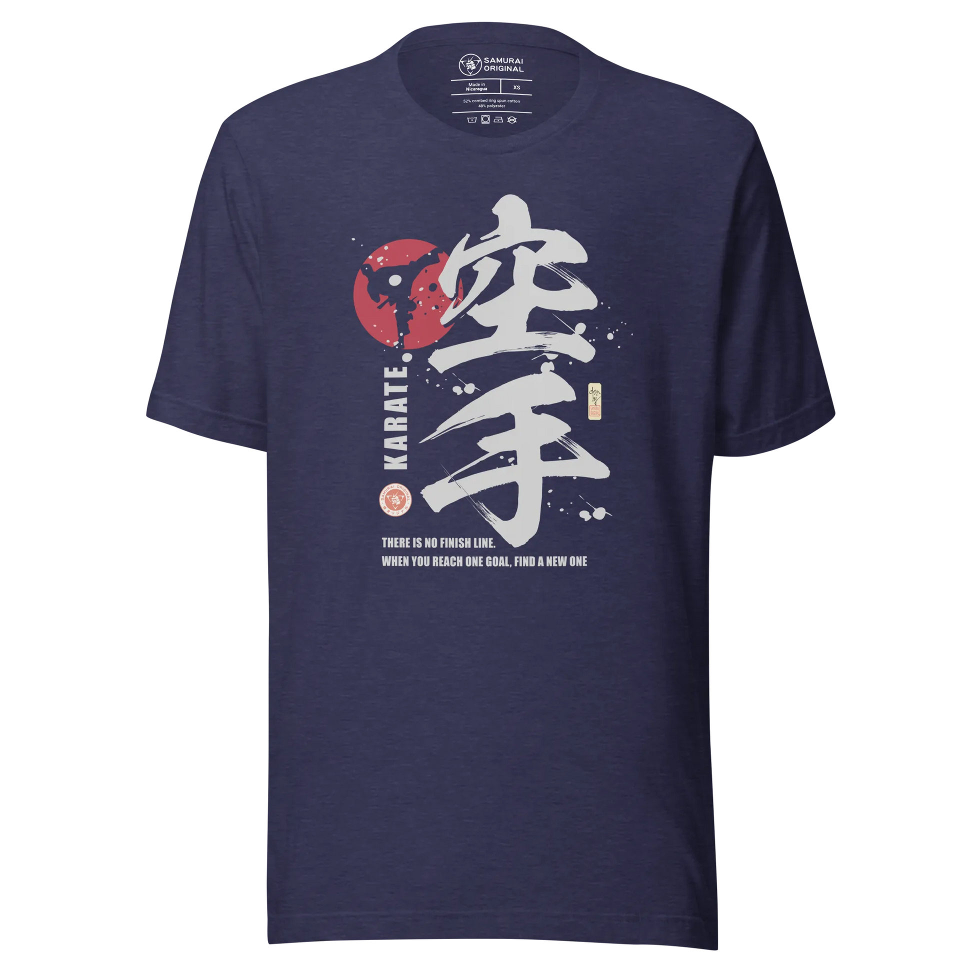 Karate Martial Quote Japanese Kanji Calligraphy Unisex T-Shirt - Heather Midnight Navy / XS