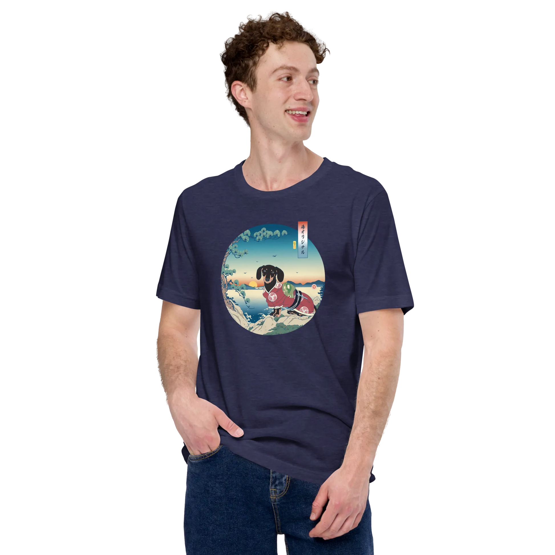 Dachshund Dog Funny Japanese Ukiyo-e Unisex T-shirt -