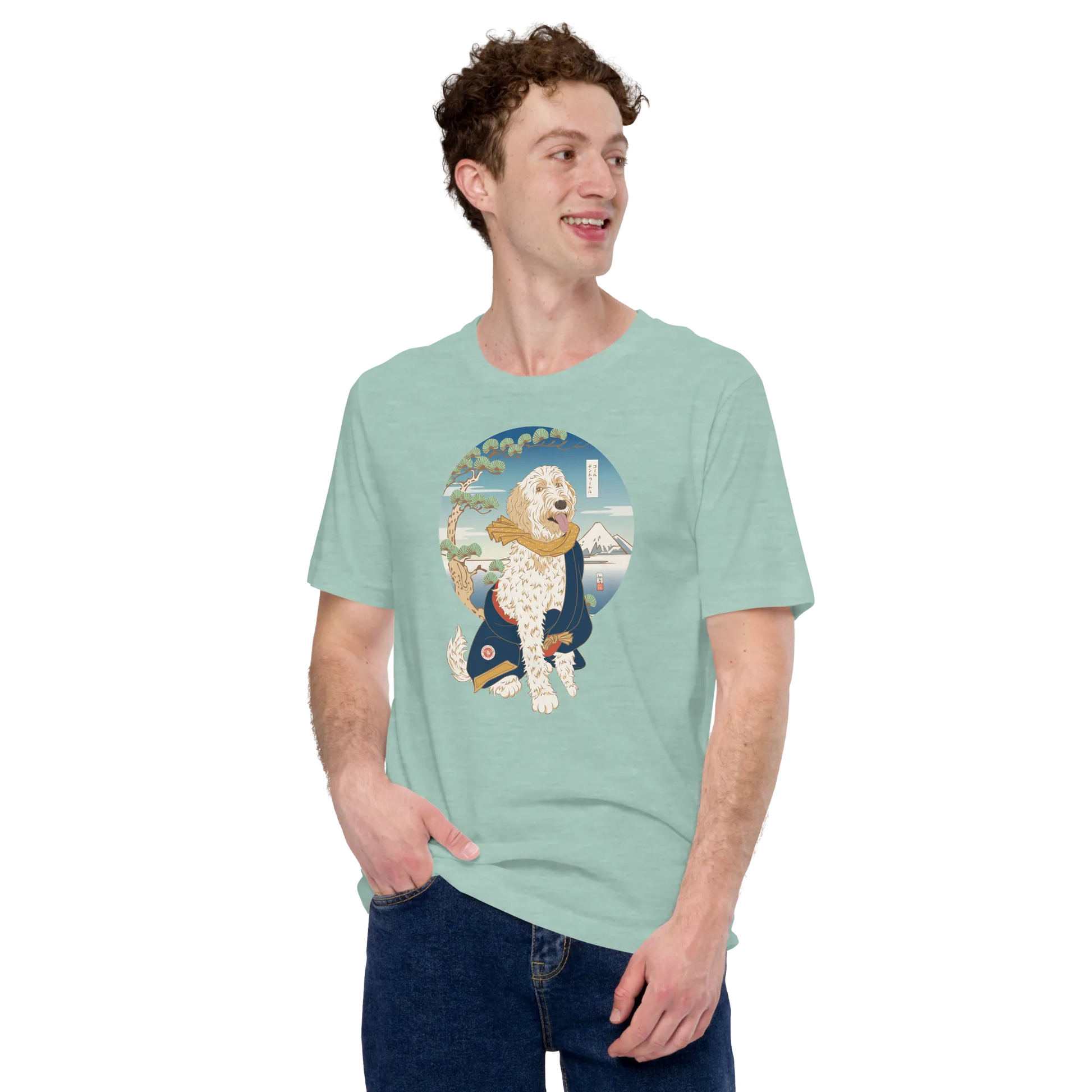 Golden Doodle Dog Funny Japanese Ukiyo-e Unisex T-shirt 2 -