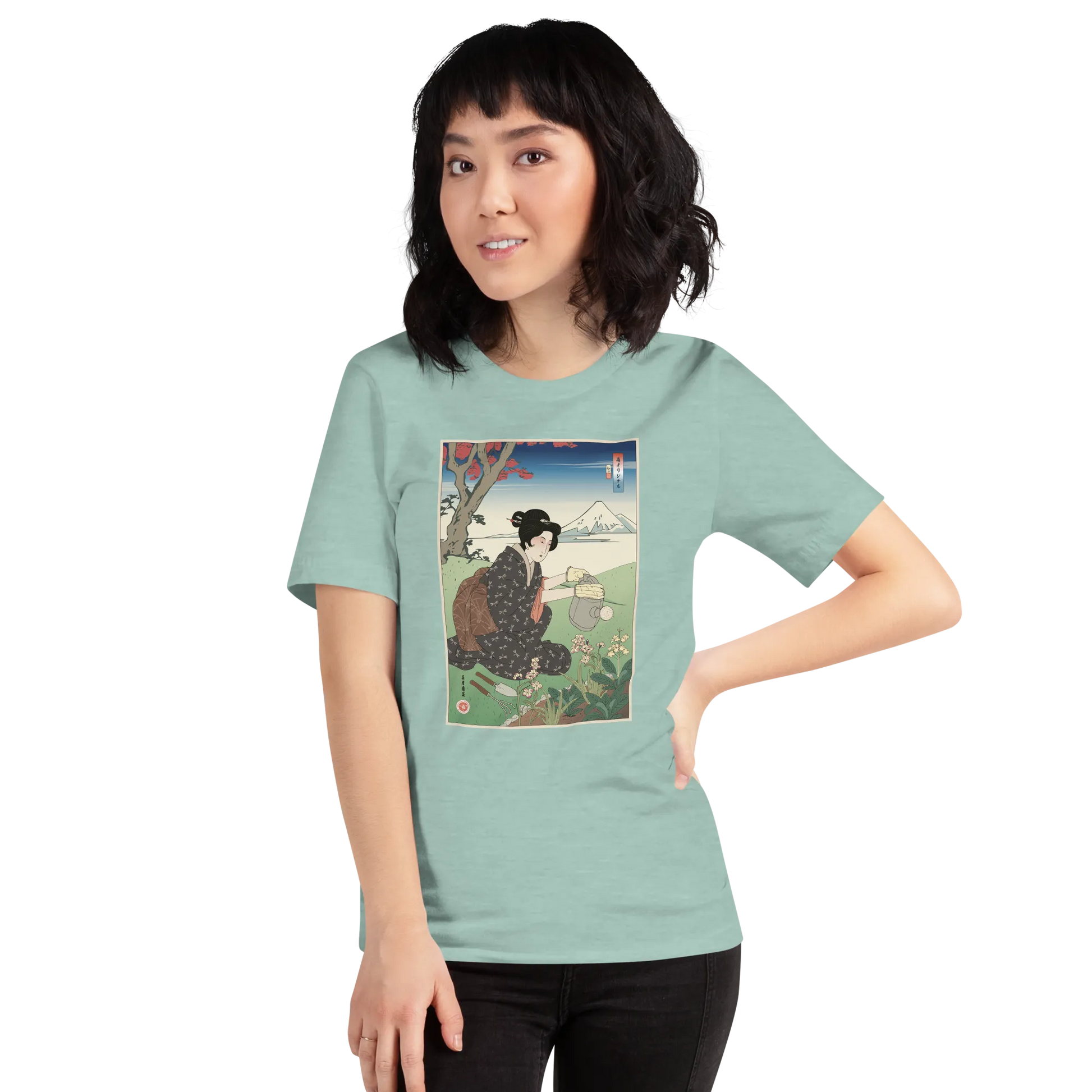 Geisha Gardening Japanese Ukiyo-e Unisex T-shirt -