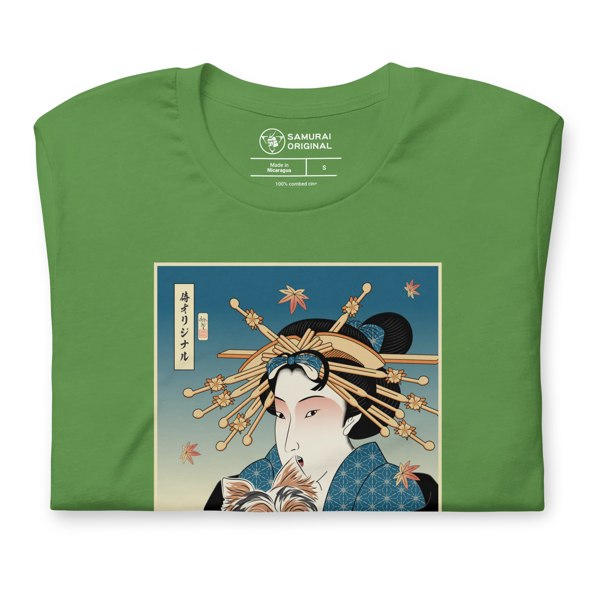 Geisha and Yorkshire Dog Japanese Ukiyo-e Unisex t-shirt -