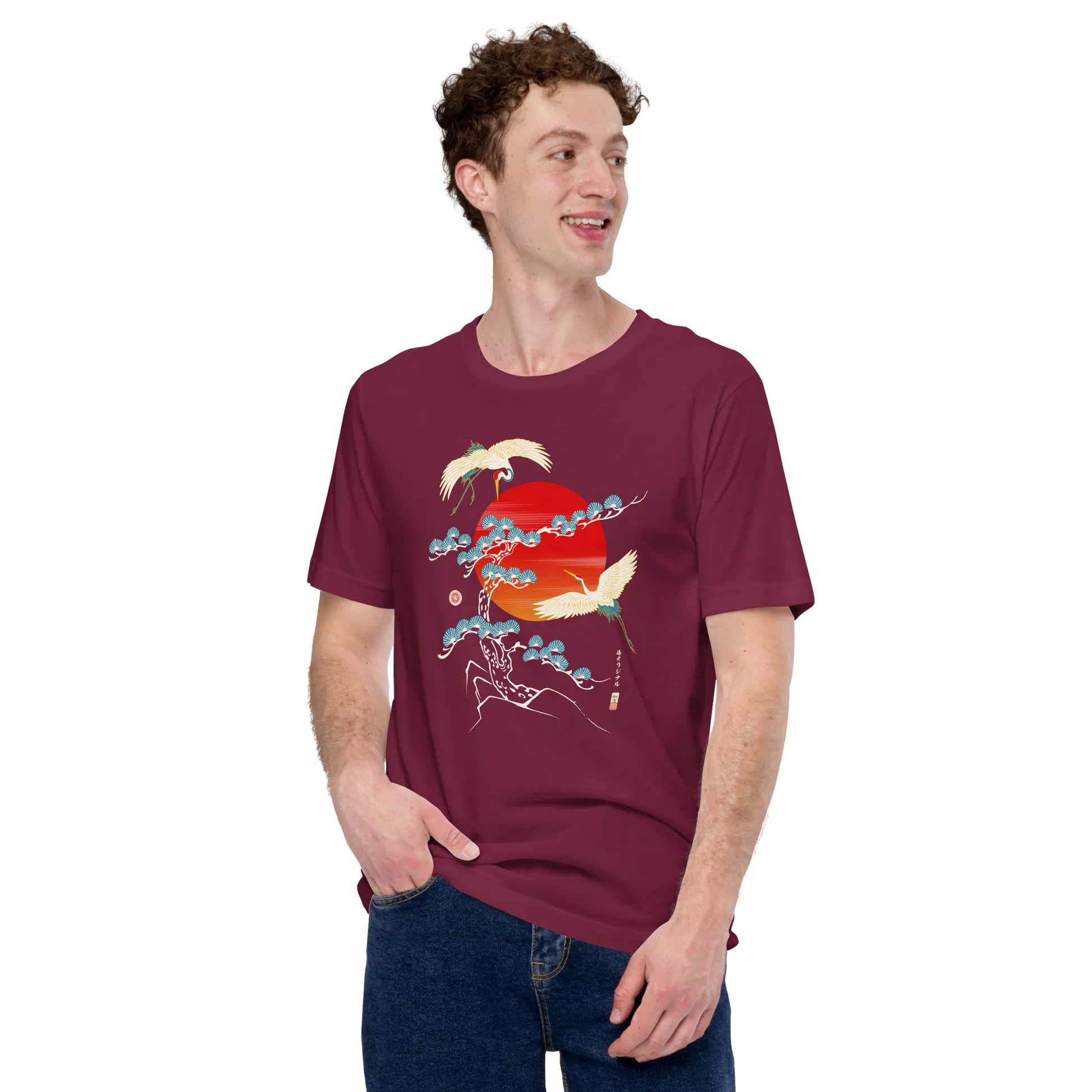 Crane Bird Japanese Ukiyo-e Unisex T-shirt -