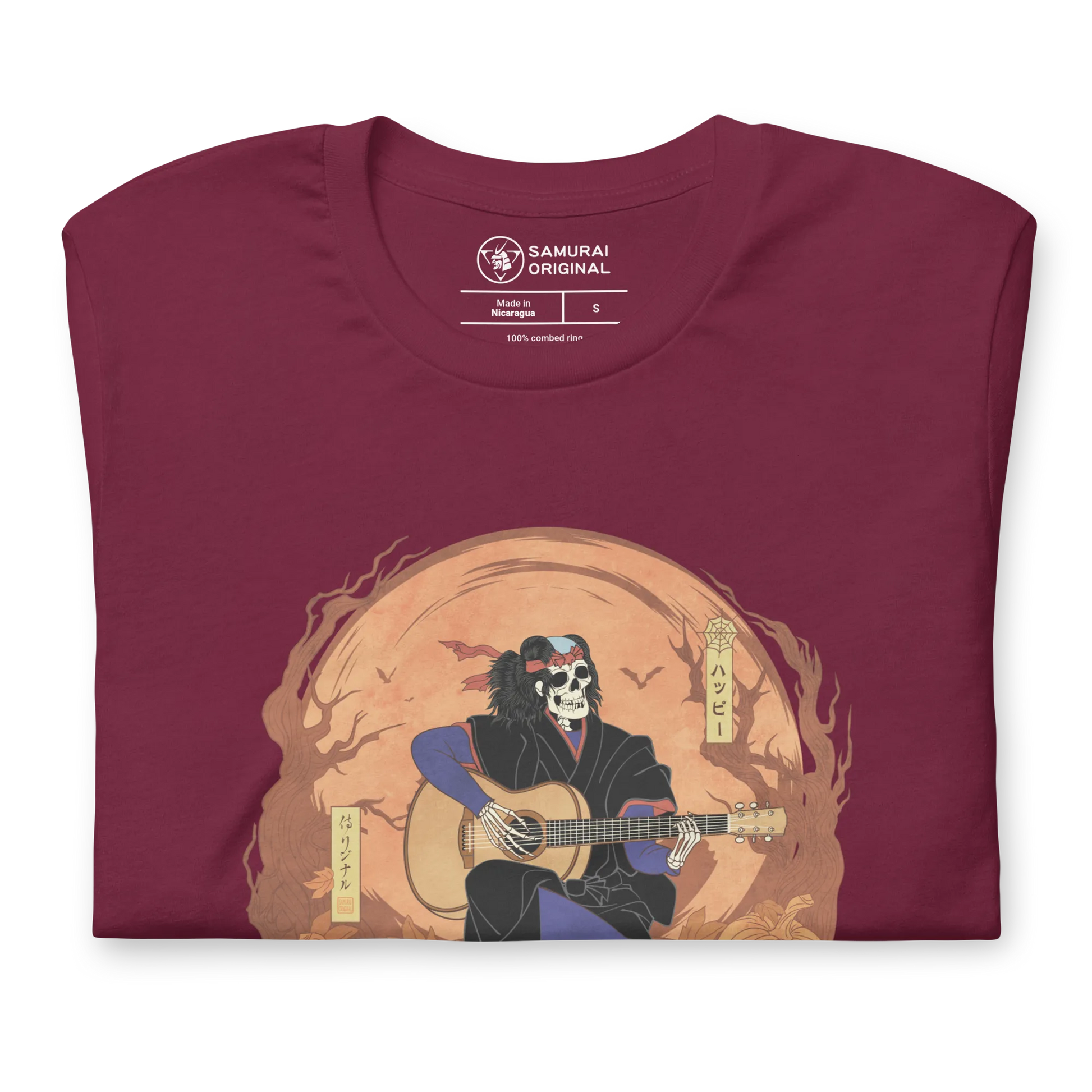 Halloween Skeleton Play Guitar Japanese Ukiyo-e Unisex T-shirt -