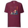 Cat Reading Books Japanese Ukiyo-e Unisex T-shirt 2 - Maroon / S