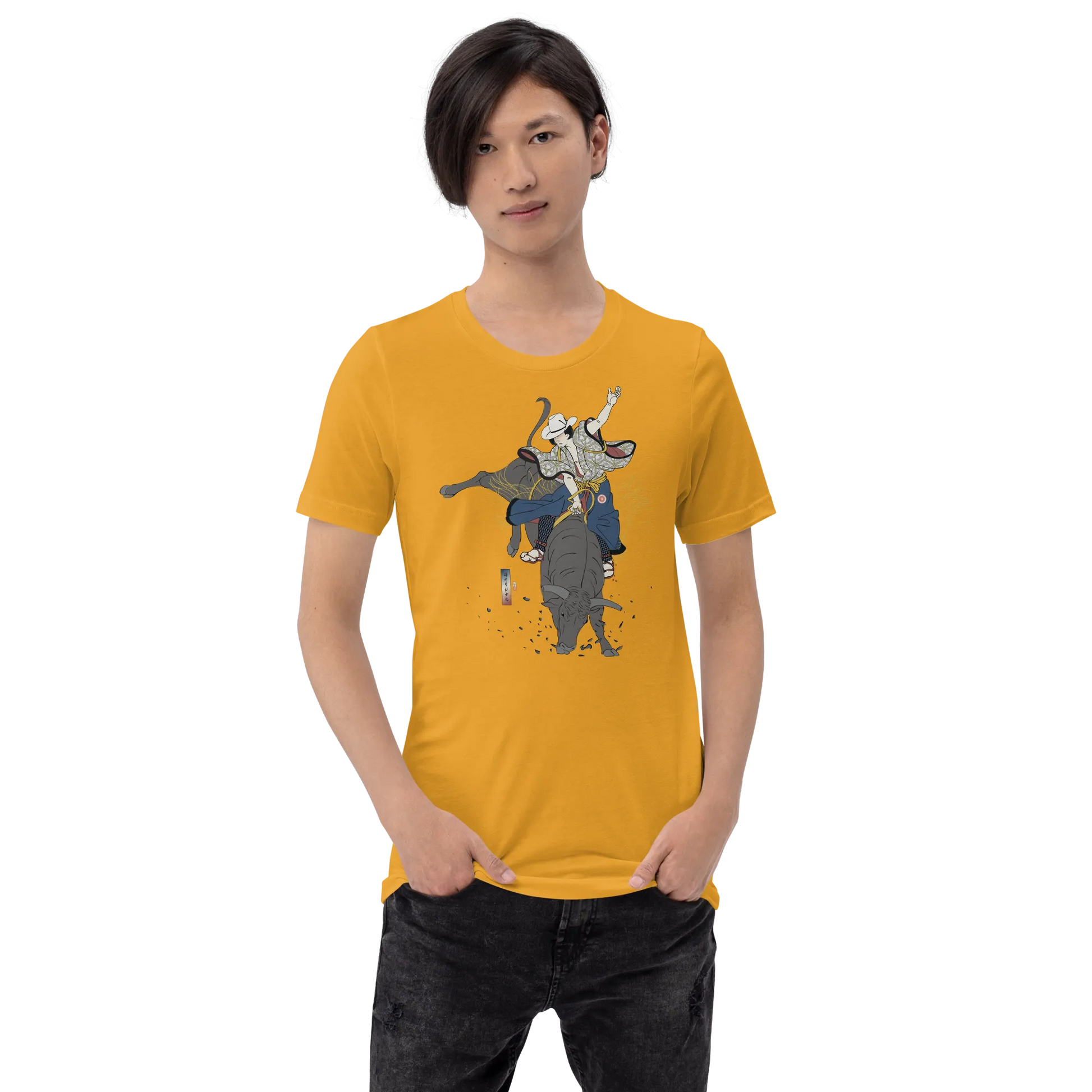 Samurai Bull Riding Ukiyo-e Unisex T-shirt - Samurai Original