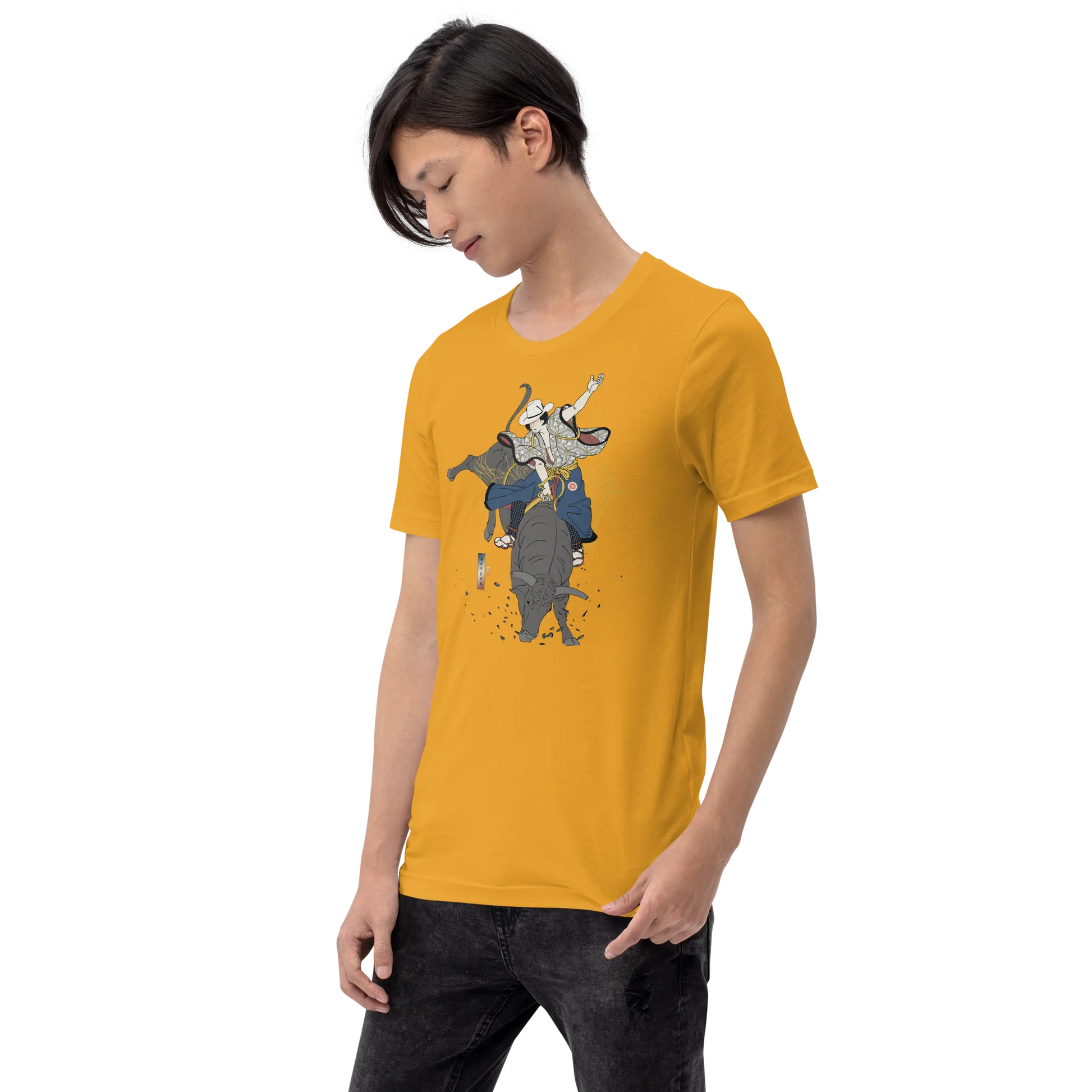 Samurai Bull Riding Ukiyo-e Unisex T-shirt - Samurai Original