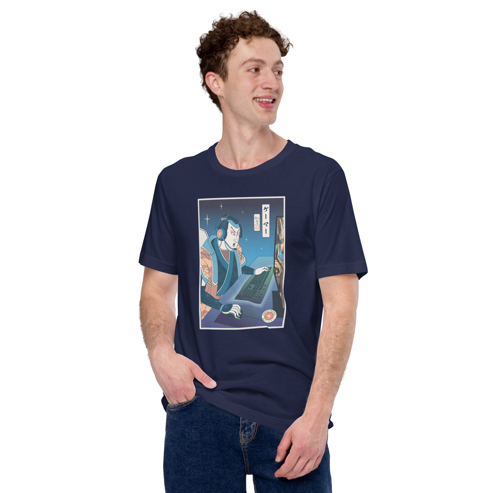 Samurai Gamer Streamer Ukiyo-e Unisex T-Shirt - Samurai Original