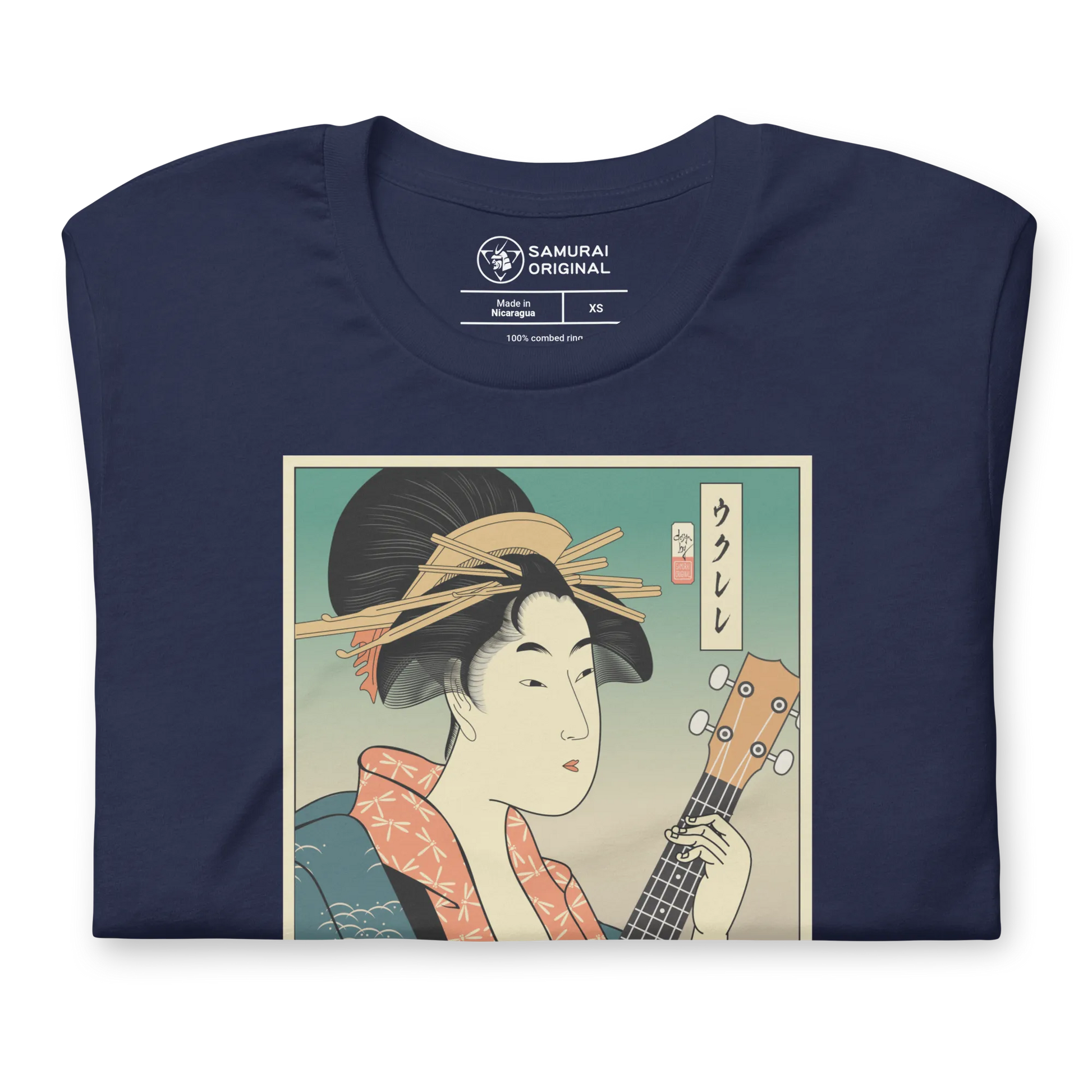 Geisha Ukulele Player String Instrument Japanese Ukiyo-e Unisex T-Shirt -