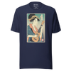 Geisha Ukulele Player String Instrument Japanese Ukiyo-e Unisex T-Shirt - Navy / S