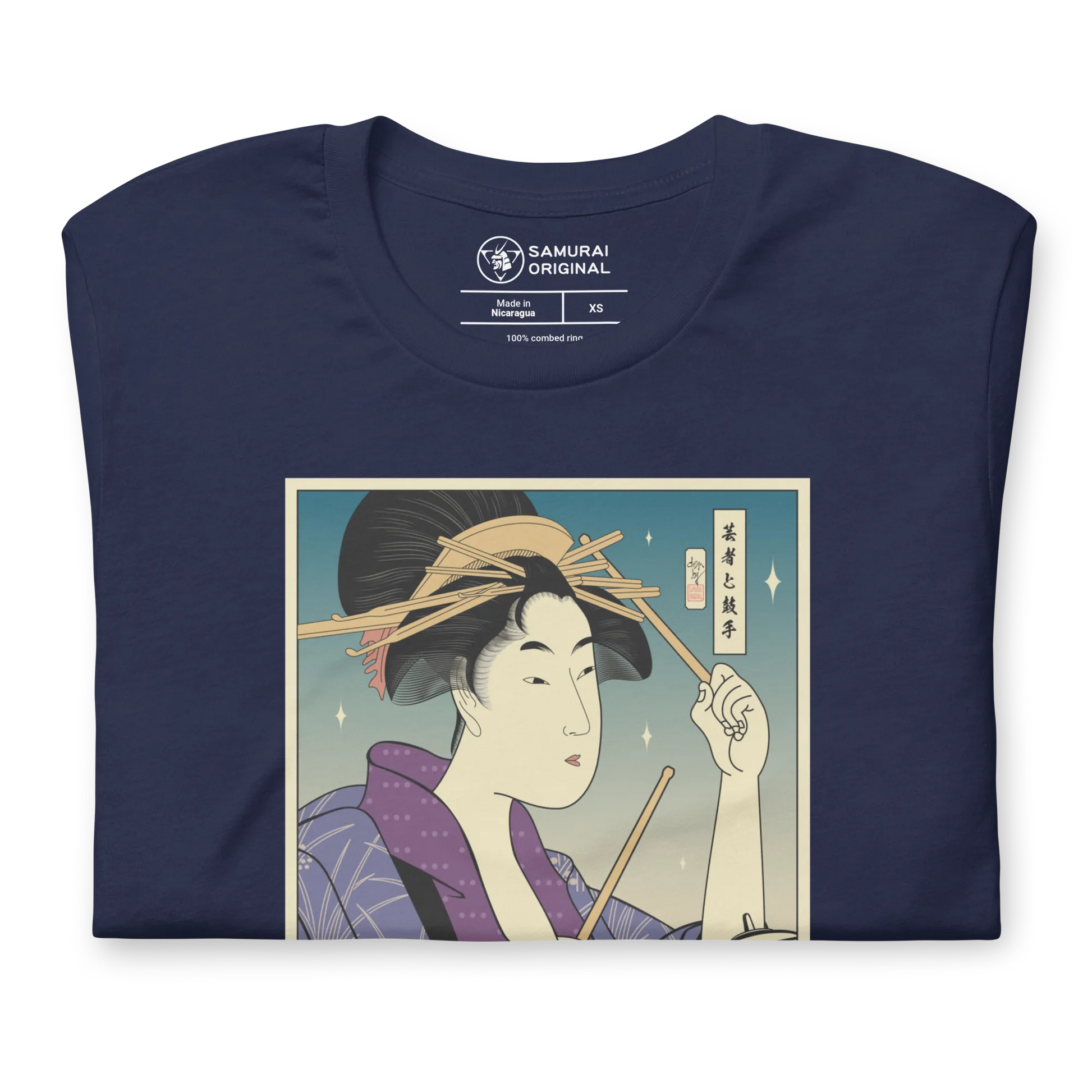 Geisha Drummer Percussion Music Japanese Ukiyo-e Unisex T-Shirt -