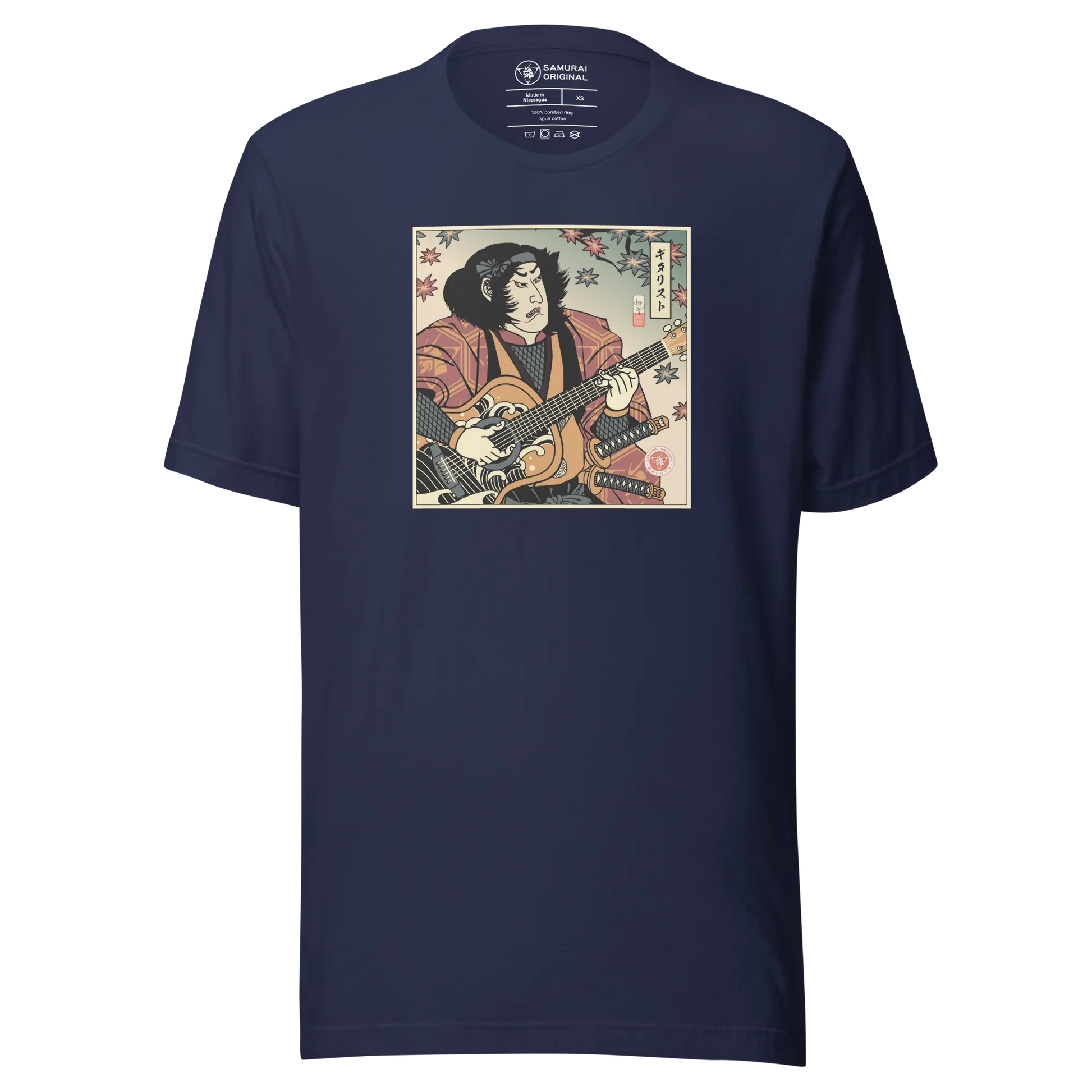 Samurai Guitar Player 3 Music Ukiyo-e Unisex T-Shirt - Navy / S