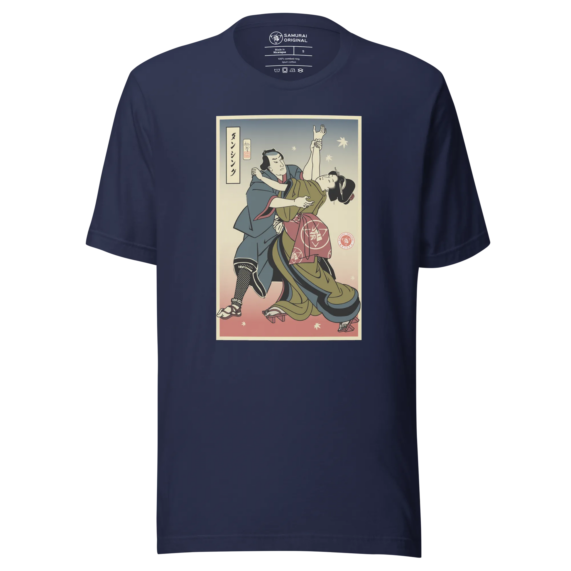 Samurai & Geisha Dancing Japanese Ukiyo-e Unisex T-Shirt - Samurai Original