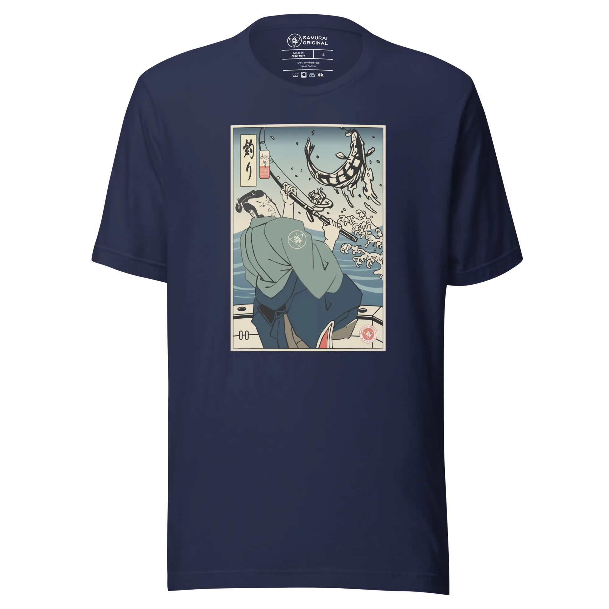 Samurai Fishing 3 Ukiyo-e Unisex T-Shirt - Samurai Original