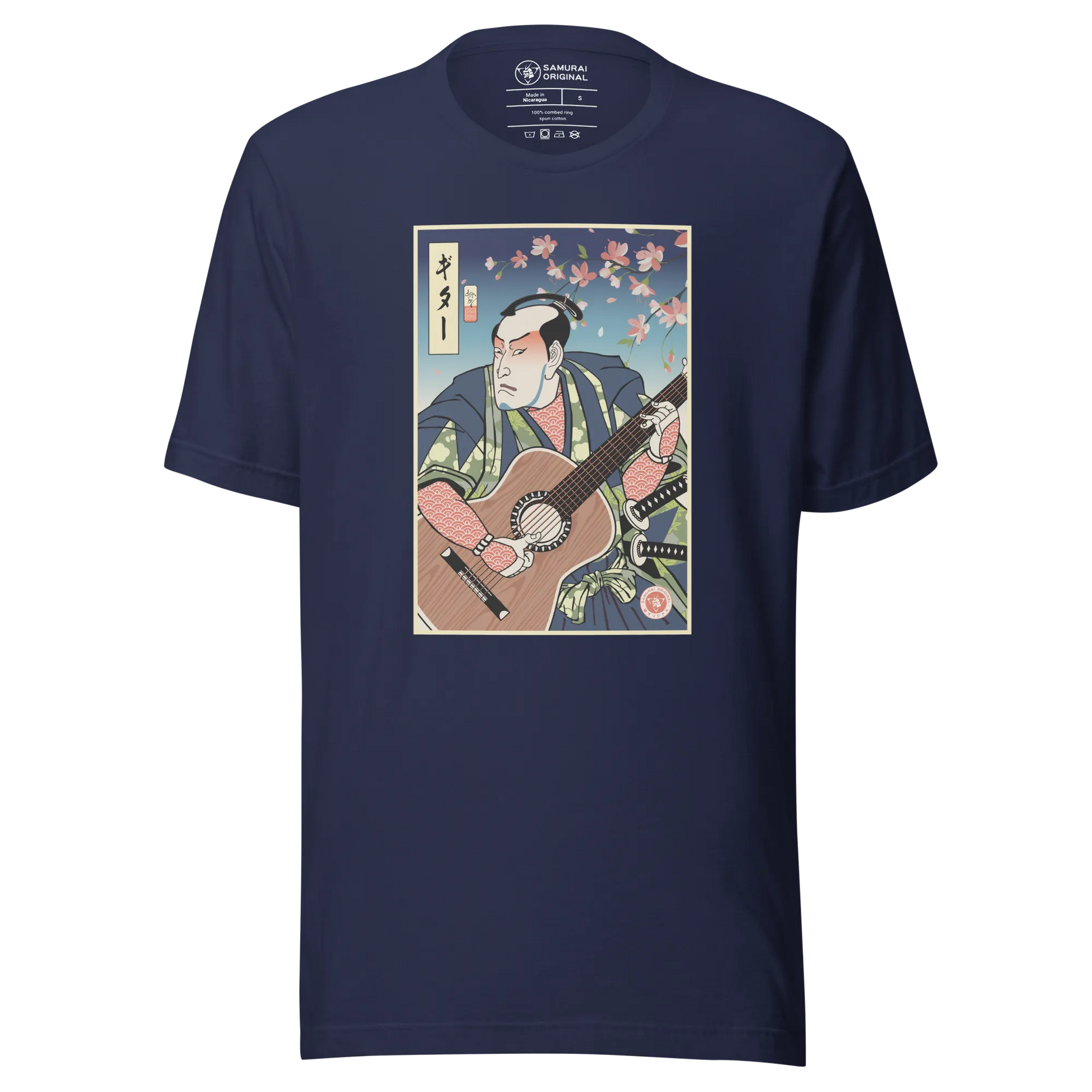 Samurai Guitar Player 2 Music Ukiyo-e Unisex T-Shirt - Navy / S