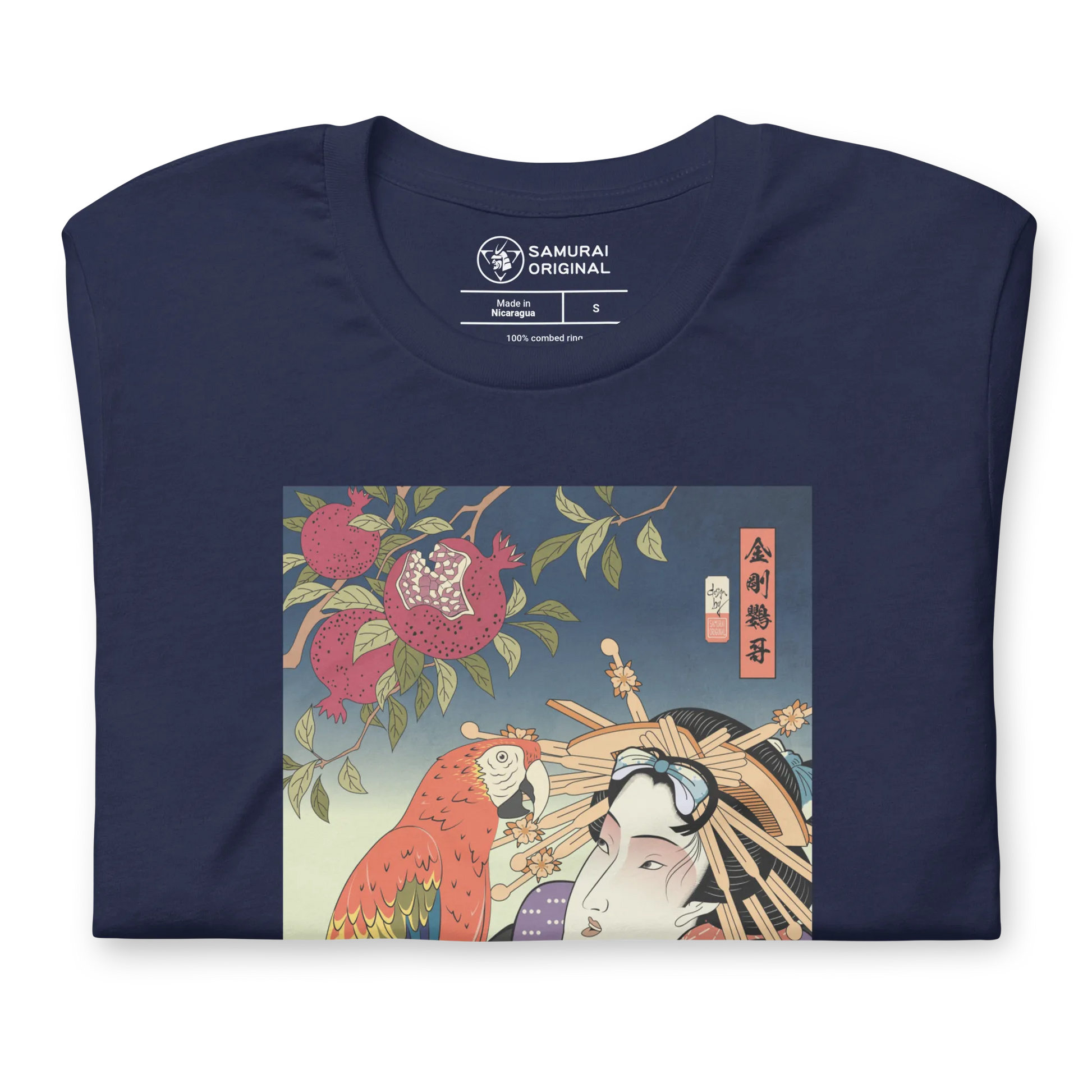 Geisha & Macaw Parrot Bird Japanese Ukiyo-e Unisex T-Shirt -