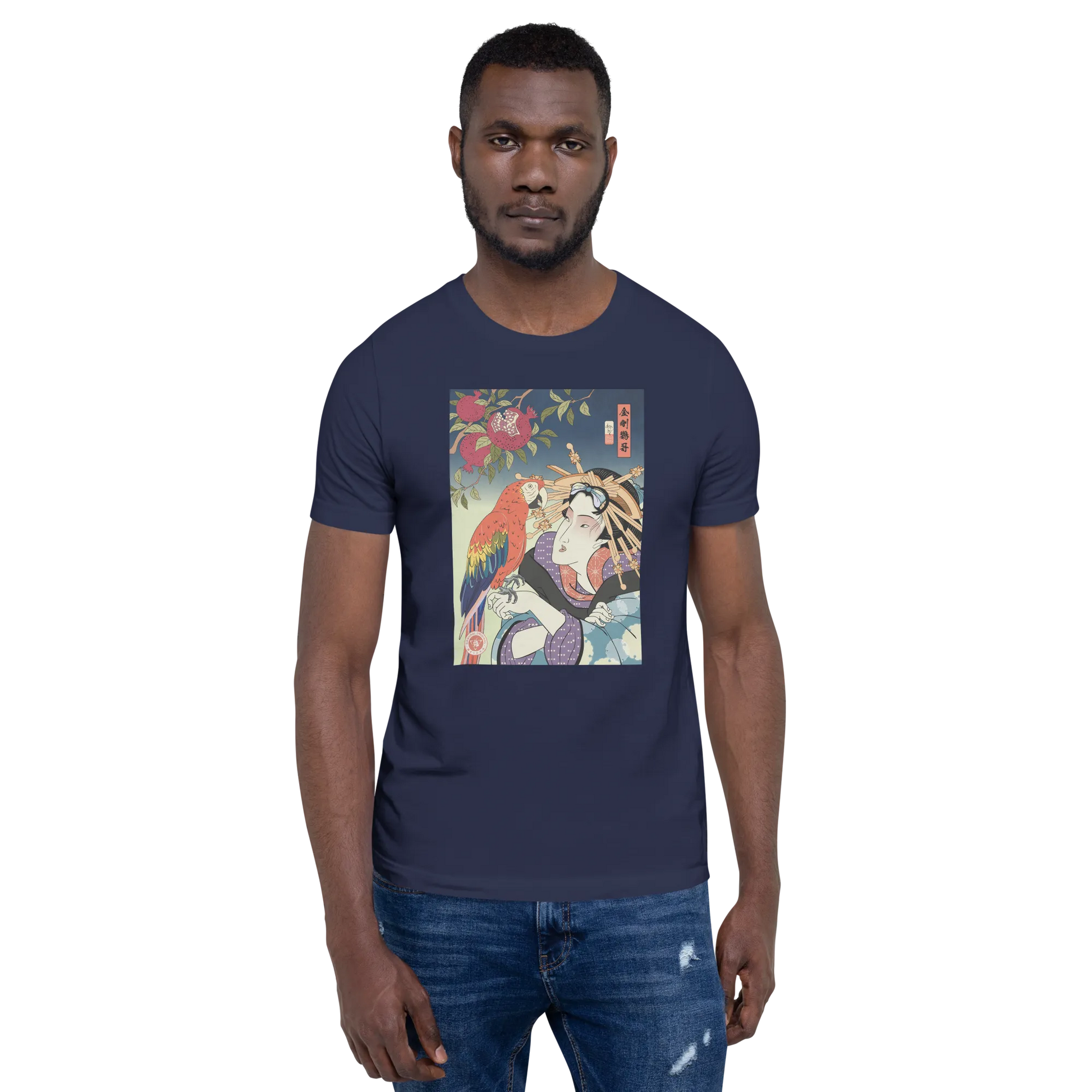 Geisha & Macaw Parrot Bird Japanese Ukiyo-e Unisex T-Shirt -