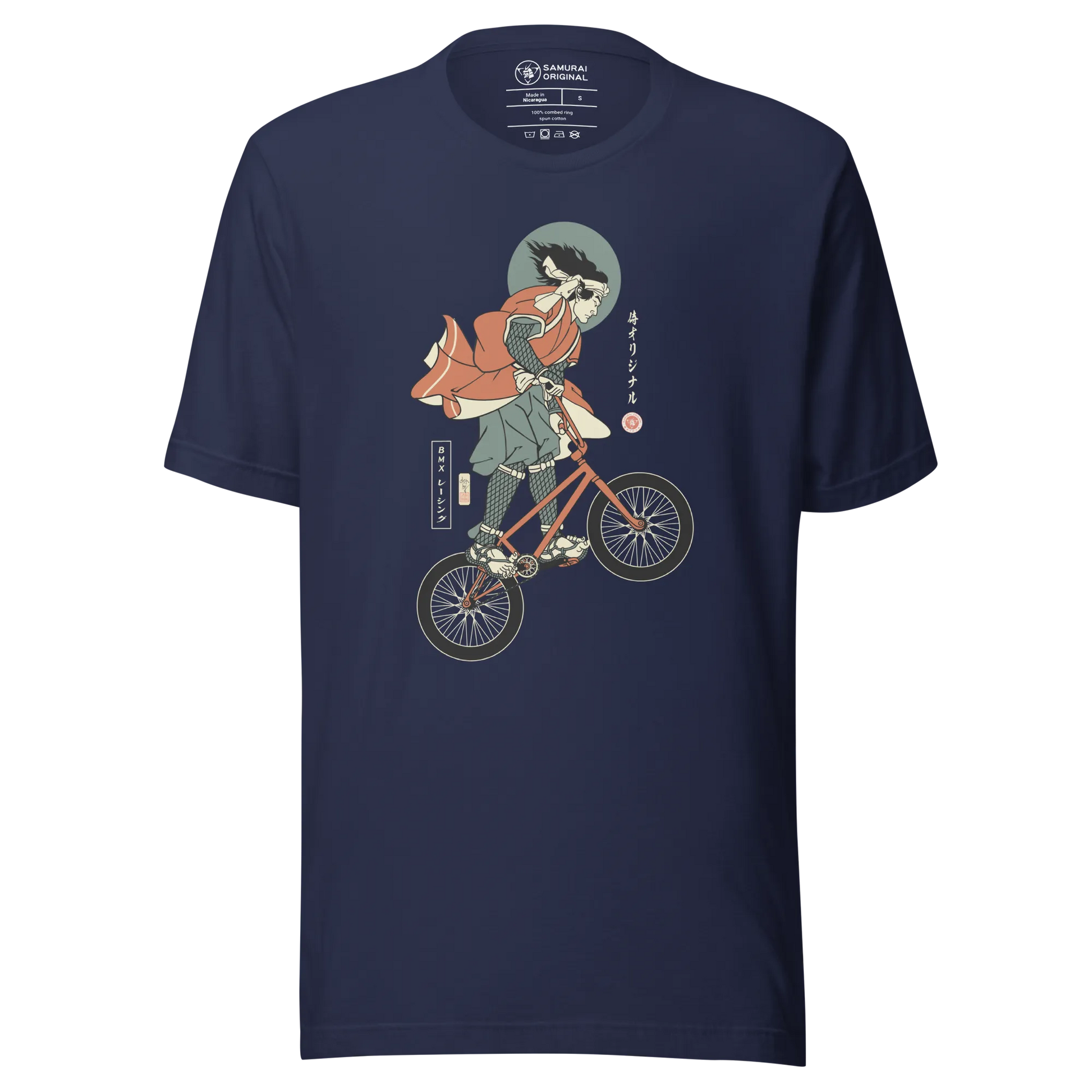 Samurai Bmx Kinkbike Ukiyo-e Unisex T-Shirt - Navy / S