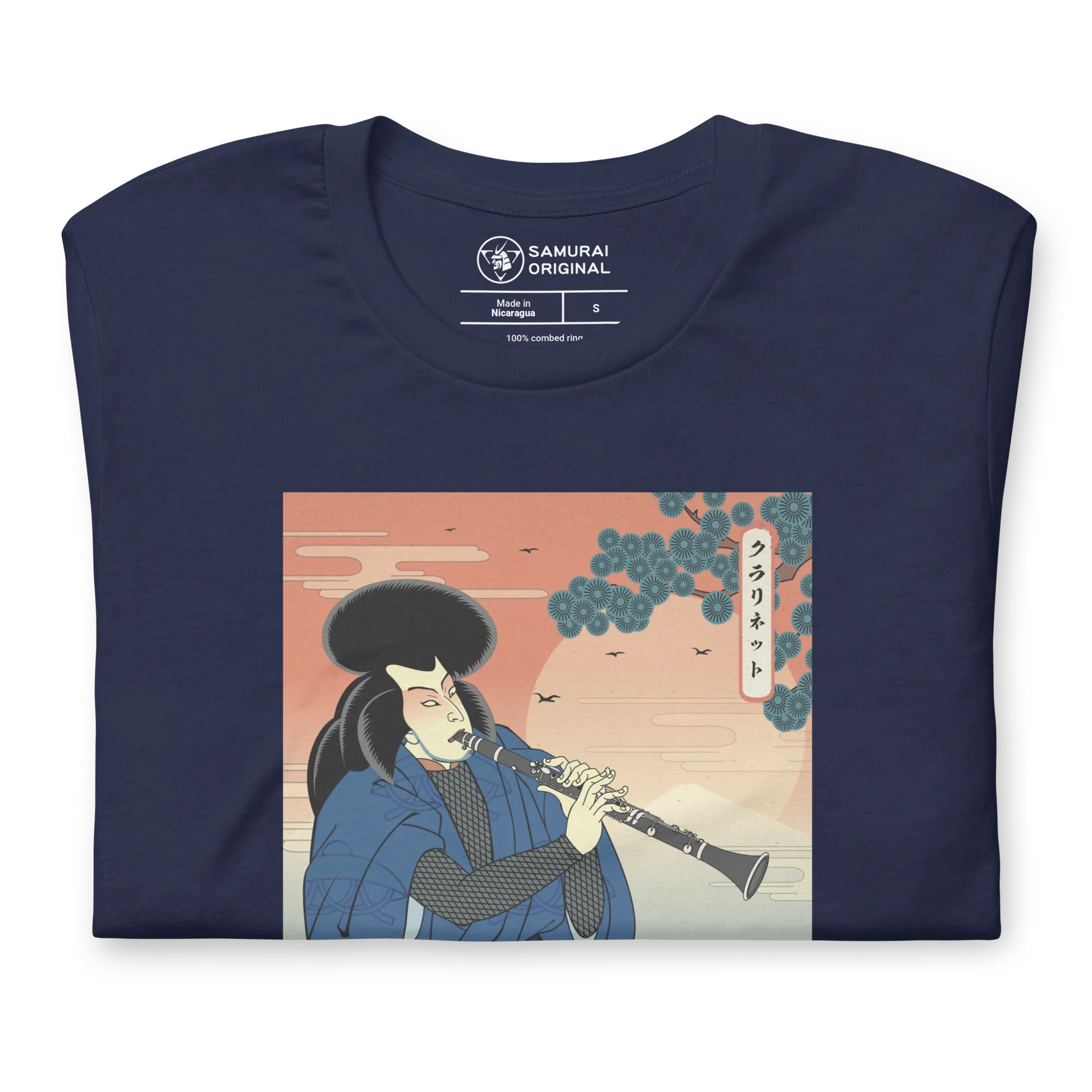 Samurai Clarinet Music Ukiyo-e Unisex T-Shirt - Samurai Original