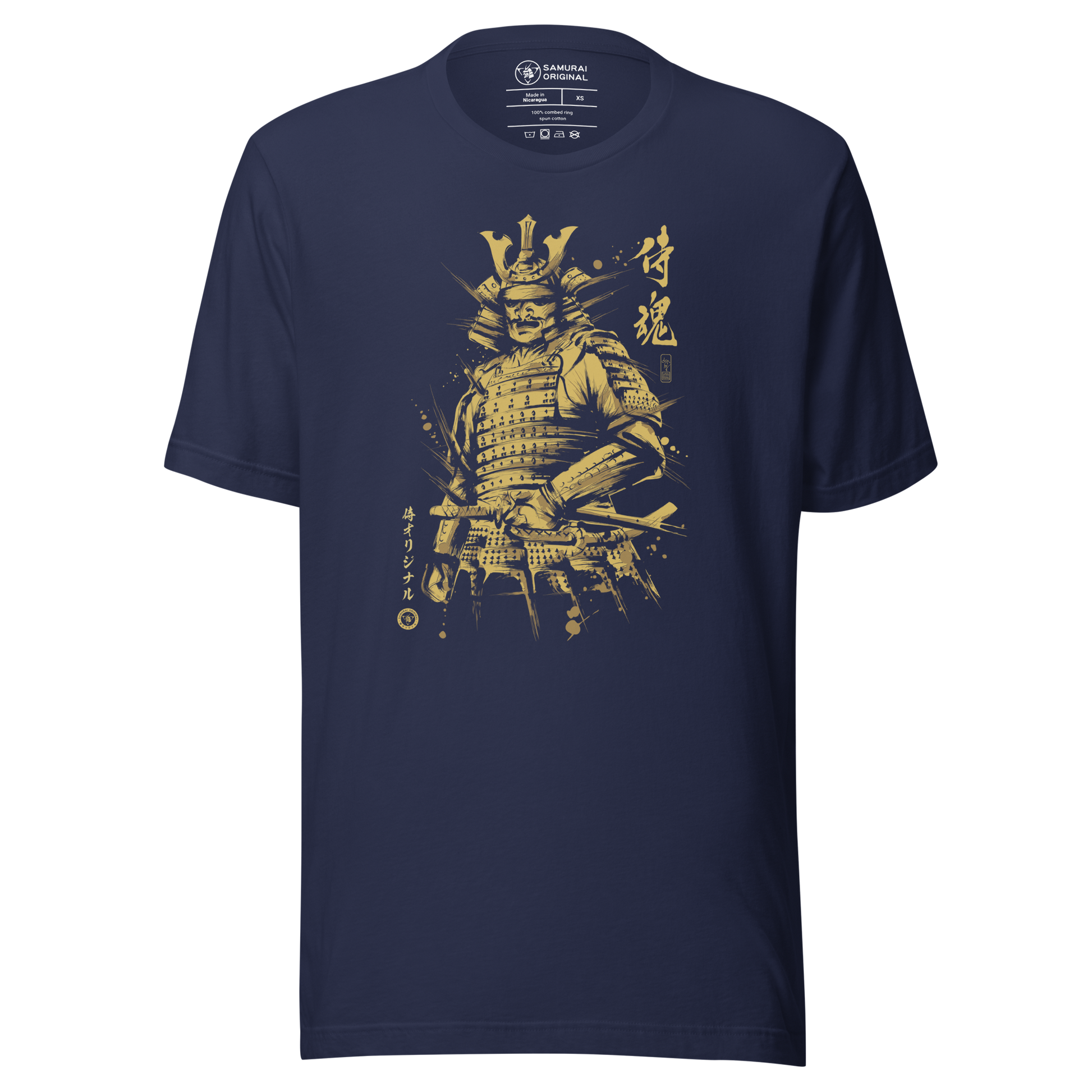 Samurai Sumi-e Japanese Ink Painting Unisex T-Shirt - Navy / S