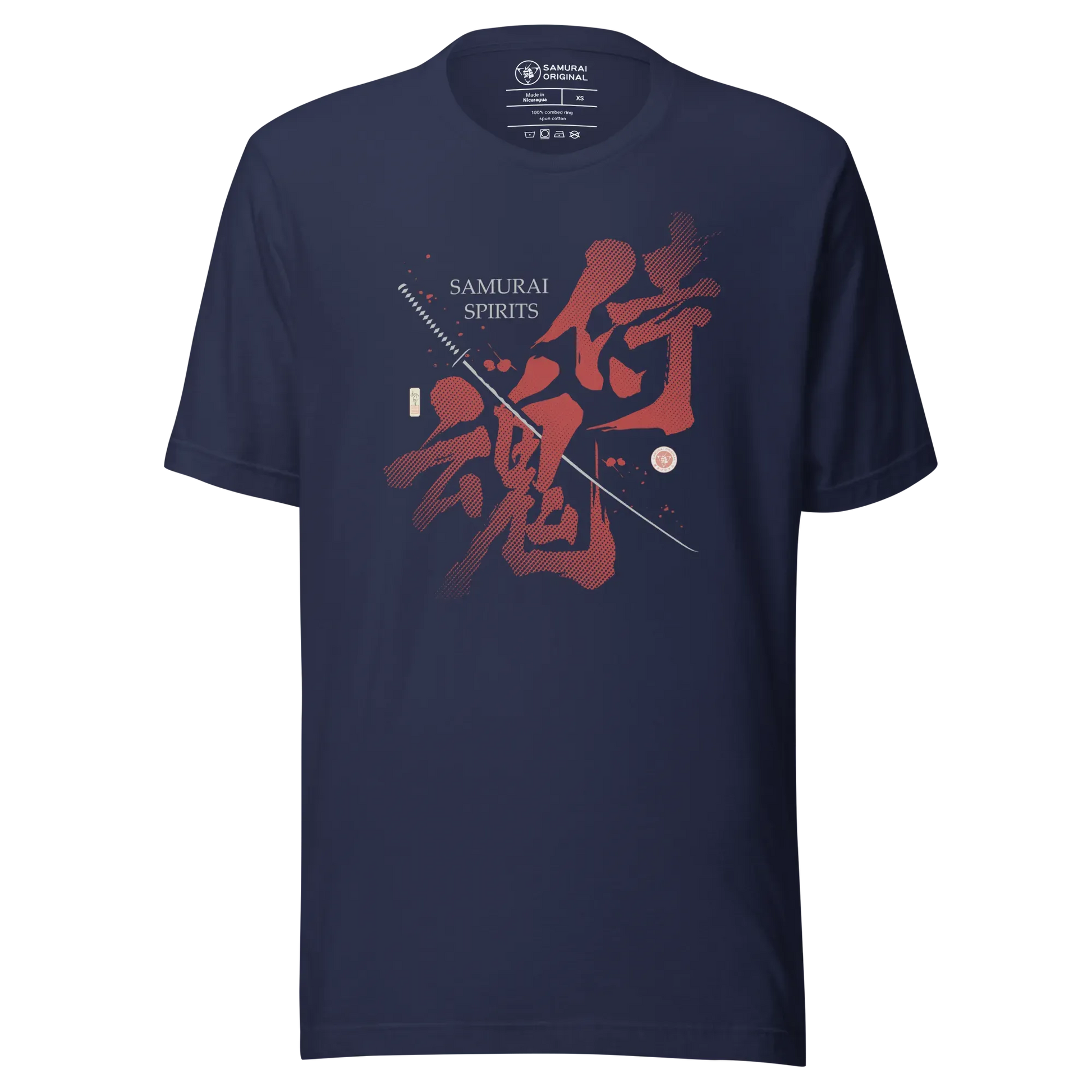 Samurai Spirits Kanji Calligraphy Unisex T-Shirt - Navy / S