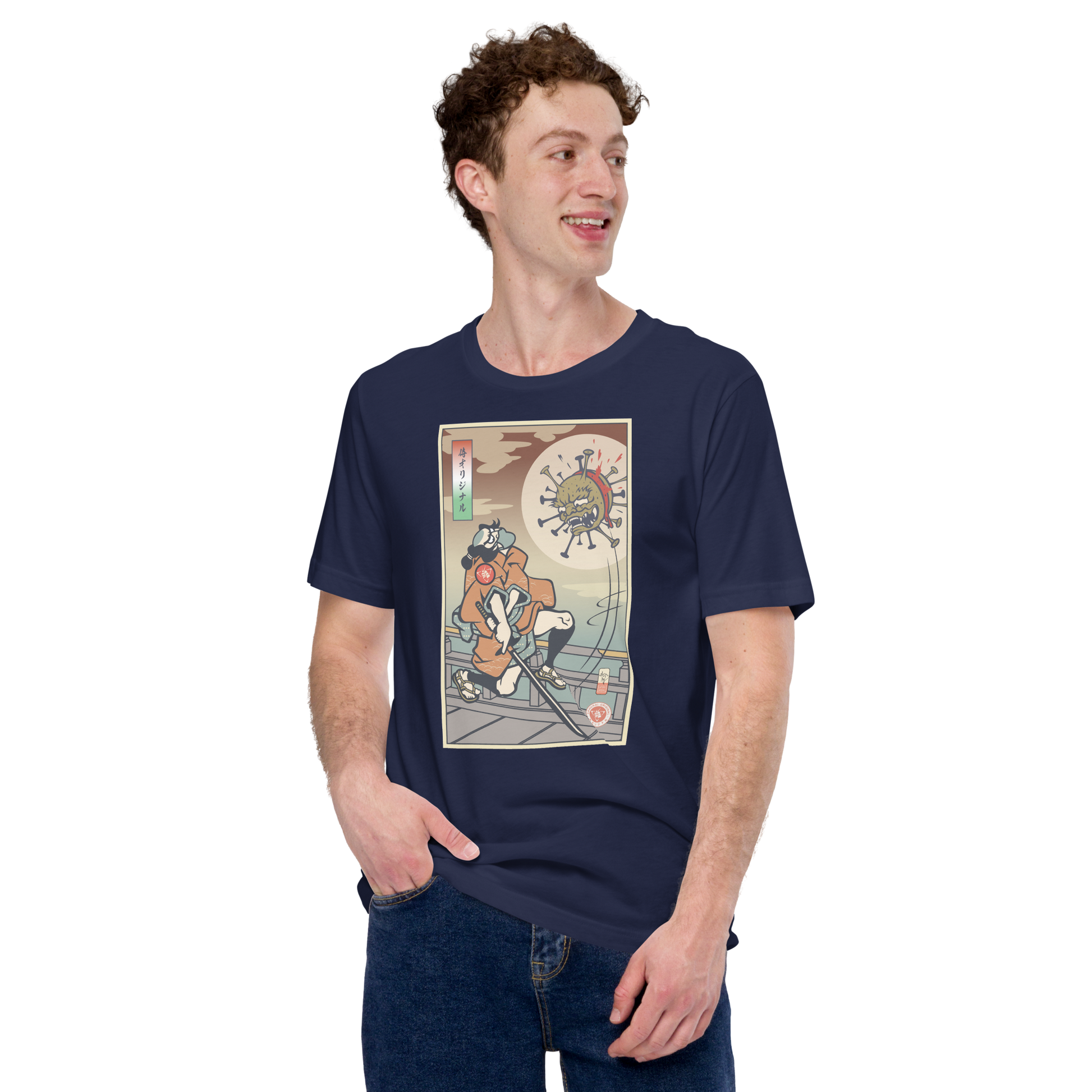 Samurai vs Virus Demon Ukiyo-e Unisex T-Shirt - Samurai Original