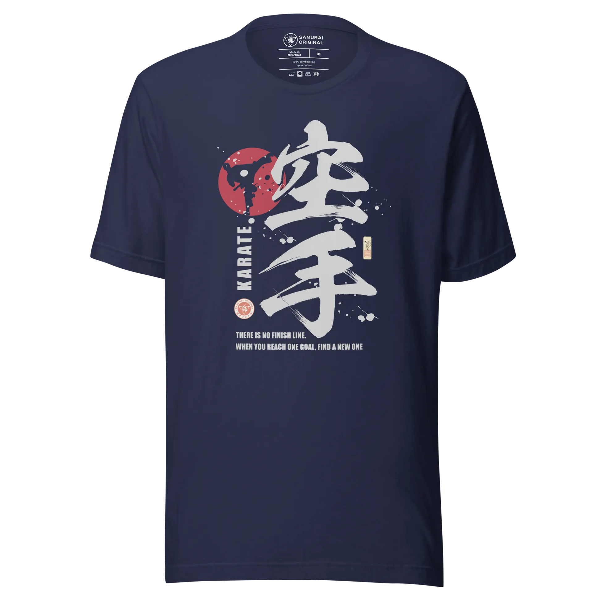 Karate Martial Quote Japanese Kanji Calligraphy Unisex T-Shirt - Navy / S