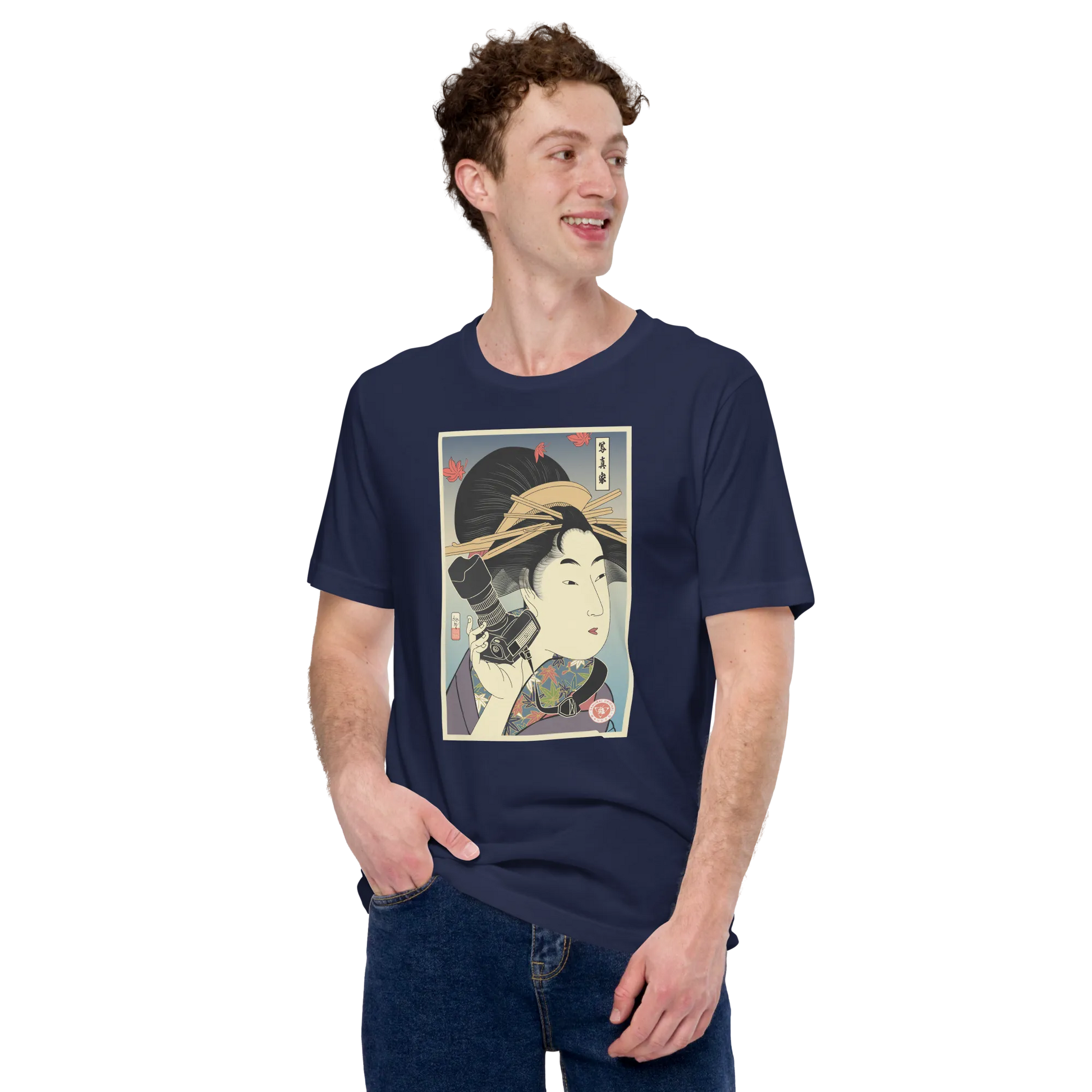 Geisha Photographer Camera Japanese Ukiyo-e Unisex T-Shirt -