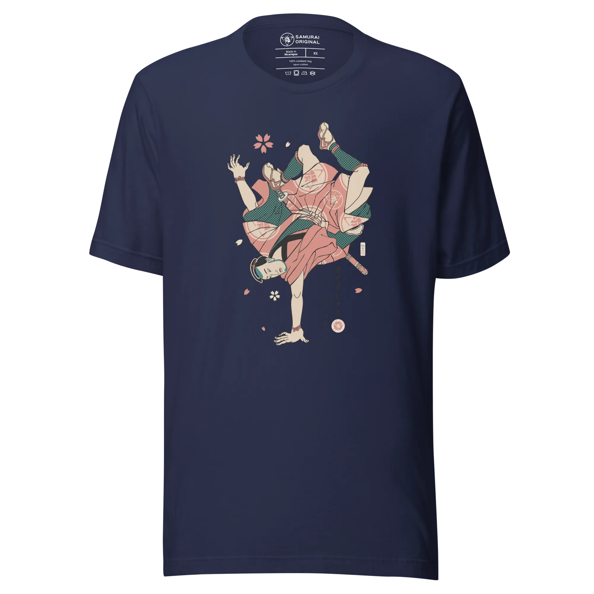 Samurai Hip Hop Dance Ukiyo-e Funny Unisex T-Shirt - Navy / S