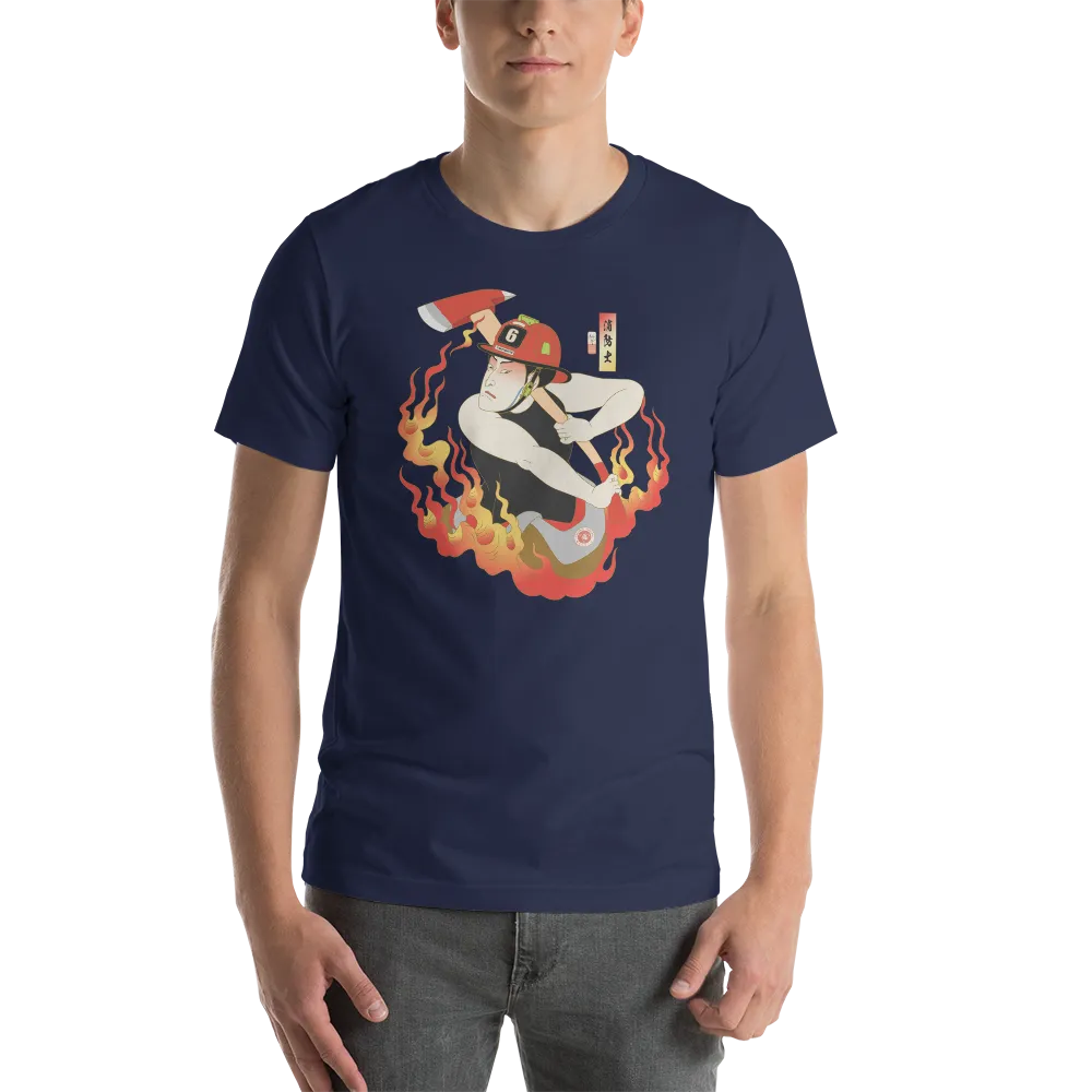 Samurai Firefighter Fireman Ukiyo-e Unisex T-shirt - Samurai Original