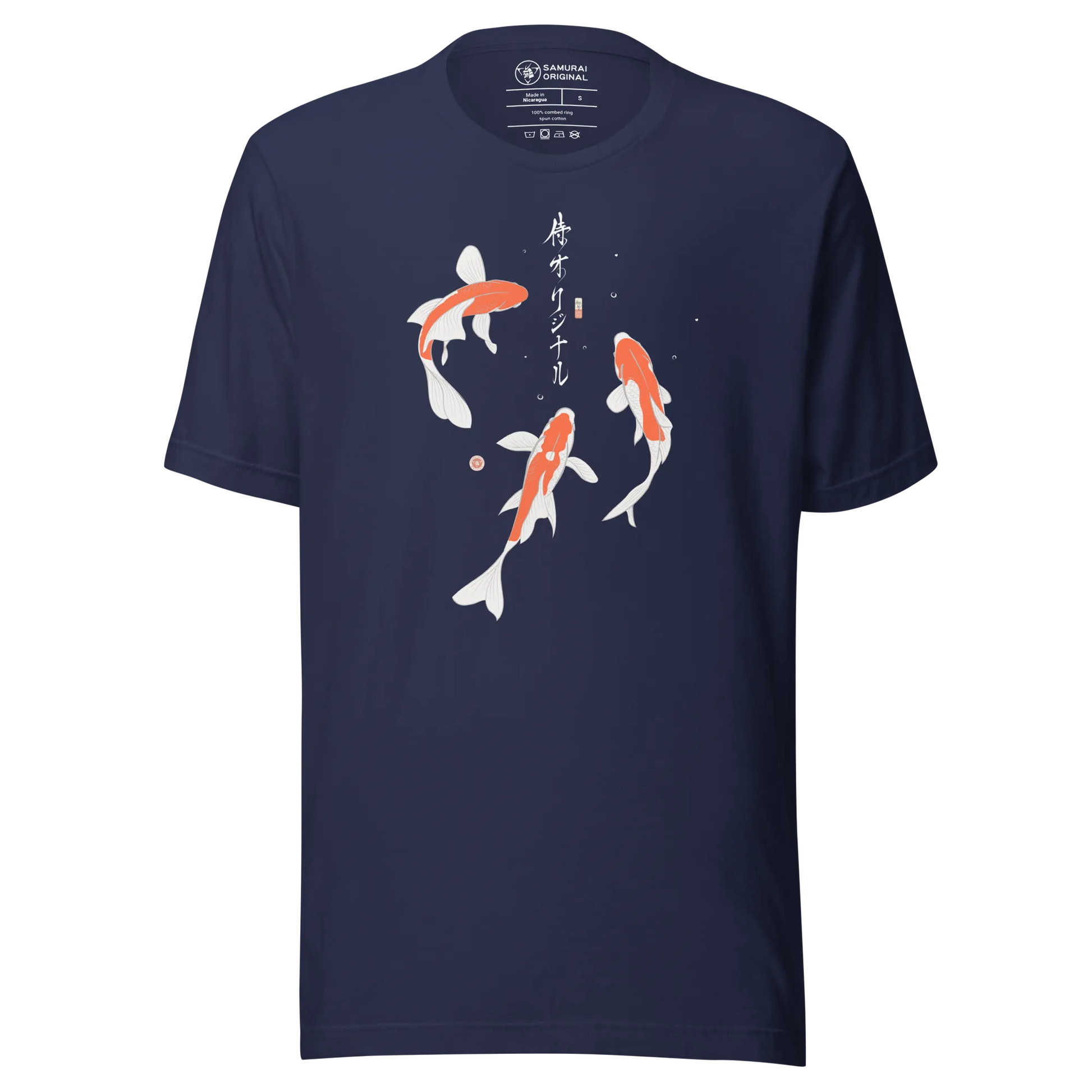 Koi Fish Japanese Ukiyo-e Unisex T-shirt 2 - Navy / S