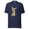 Geisha Golf Player Japanese Ukiyo-e Unisex T-shirt - Navy / S