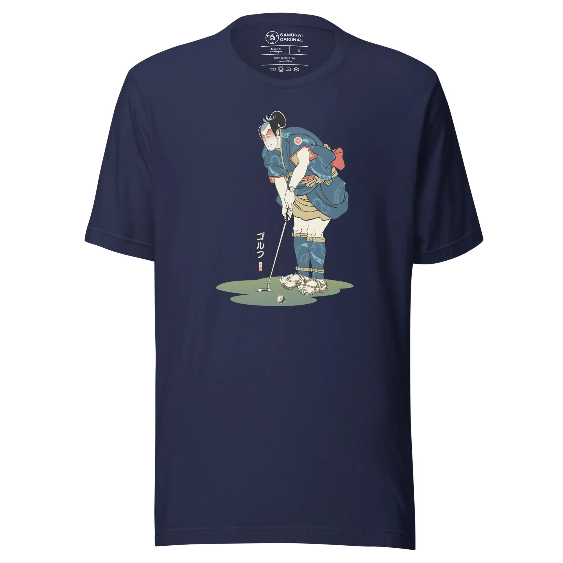 Samurai Golf Player Ukiyo-e 2 Unisex t-shirt - Navy / S