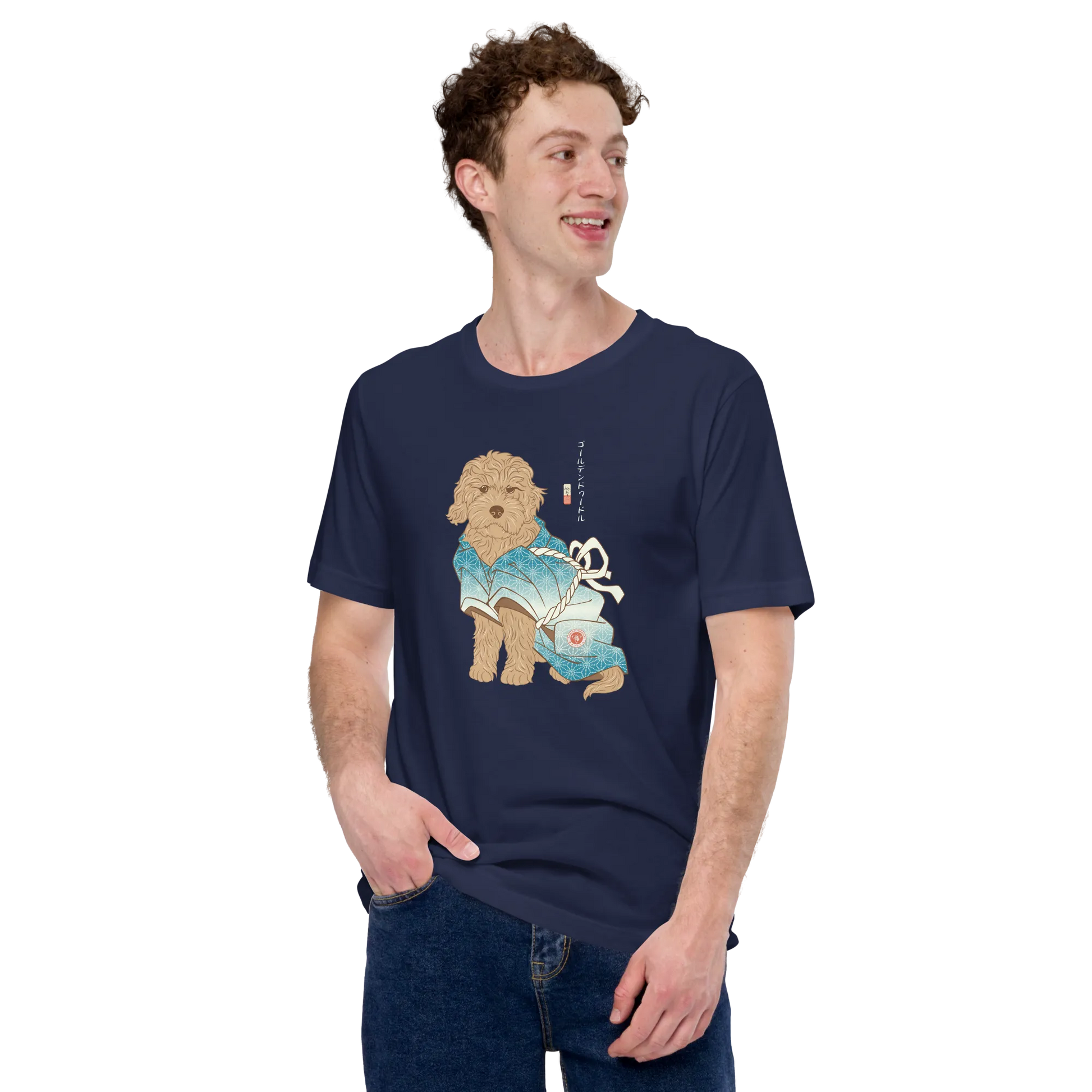 Golden Doodle Dog Funny Japanese Ukiyo-e Unisex T-shirt -