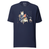 Cat Reading Book Japanese Ukiyo-e Unisex T-shirt - Navy / S