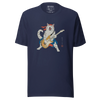 Cat Playing Guitar Japanese Ukiyo-e Unisex t-shirt - Navy / S