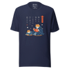 Cat Reading Books Japanese Ukiyo-e Unisex T-shirt 2 - Navy / S